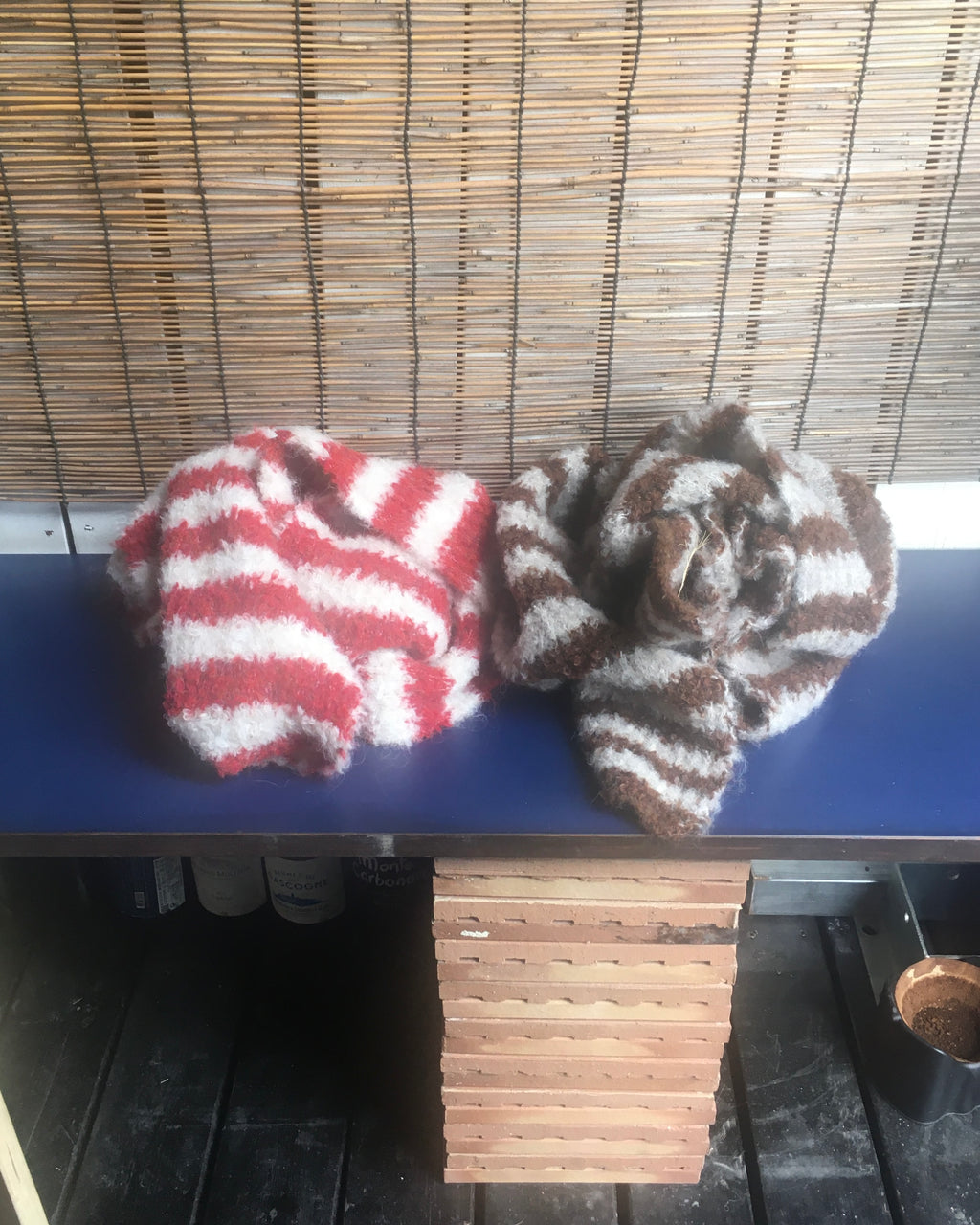 striped wool scarf (brown)