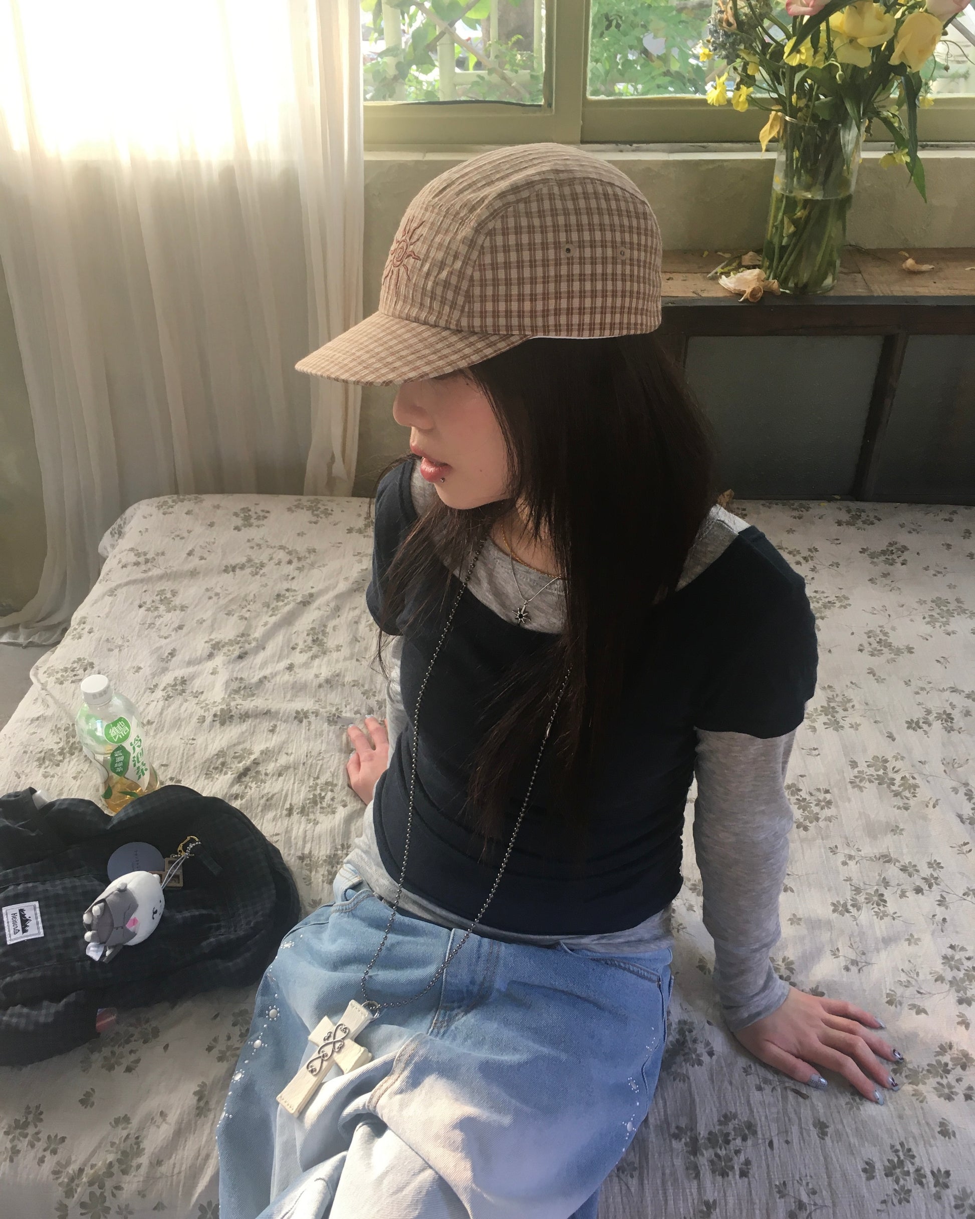 tencel color layered tee (grey)