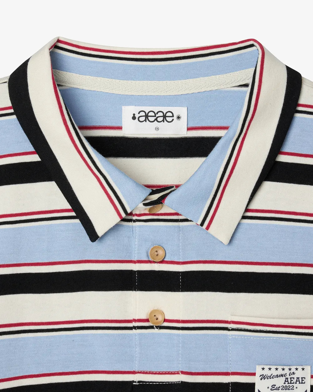 AEAE STRIPE PK T-SHIRTS (SKY BLUE)