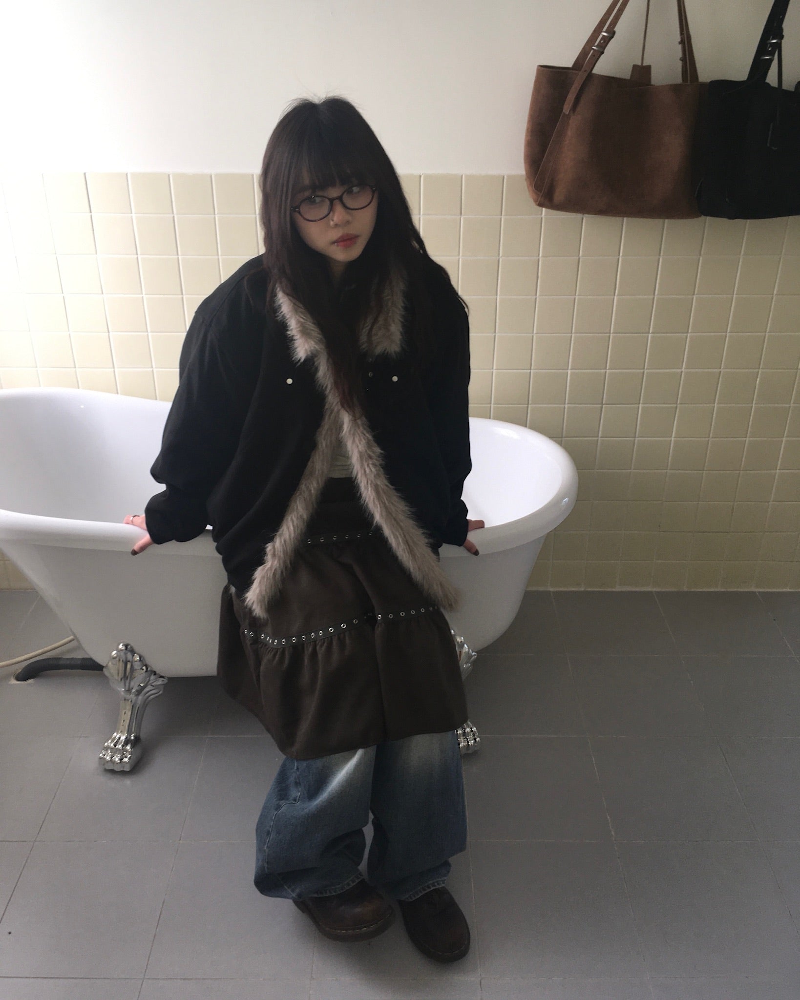 (★BEST) fur collar jacket (black)