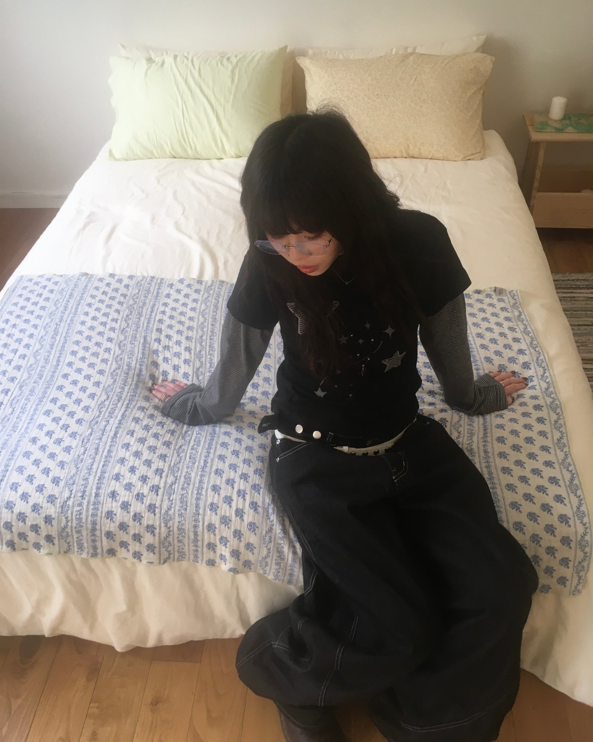 stitch pocket pants (black)