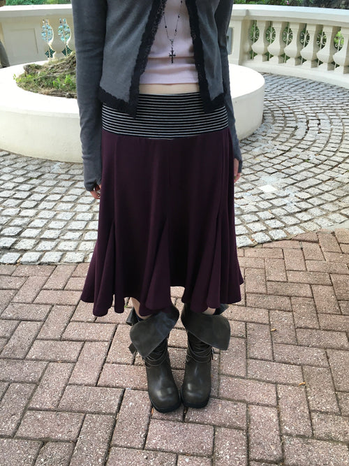 stripe waist flowy midi skirt (purple)