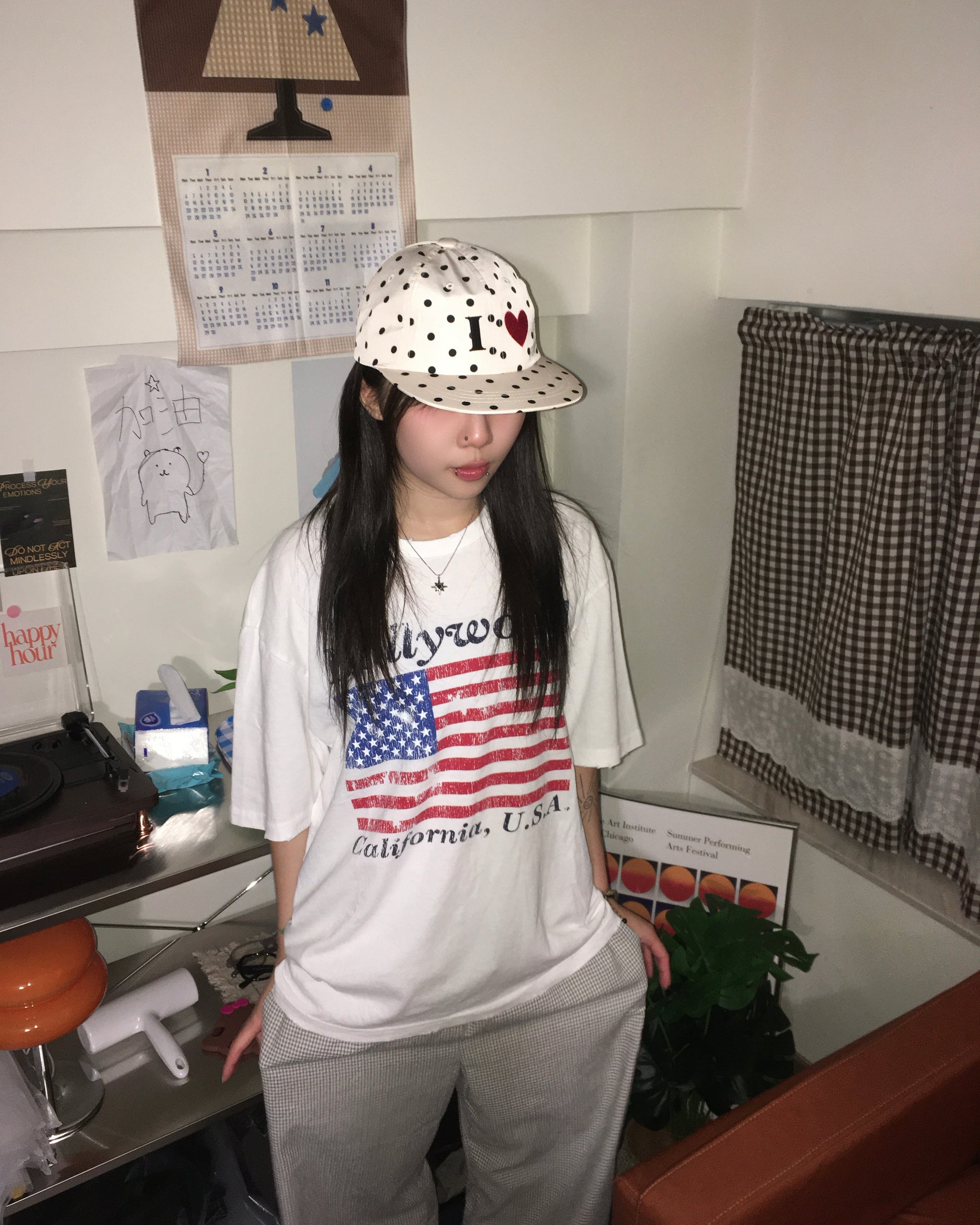 heart dot cap (beige)