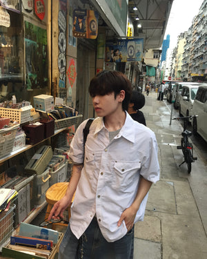 (in stock) western nylon shirt (white)