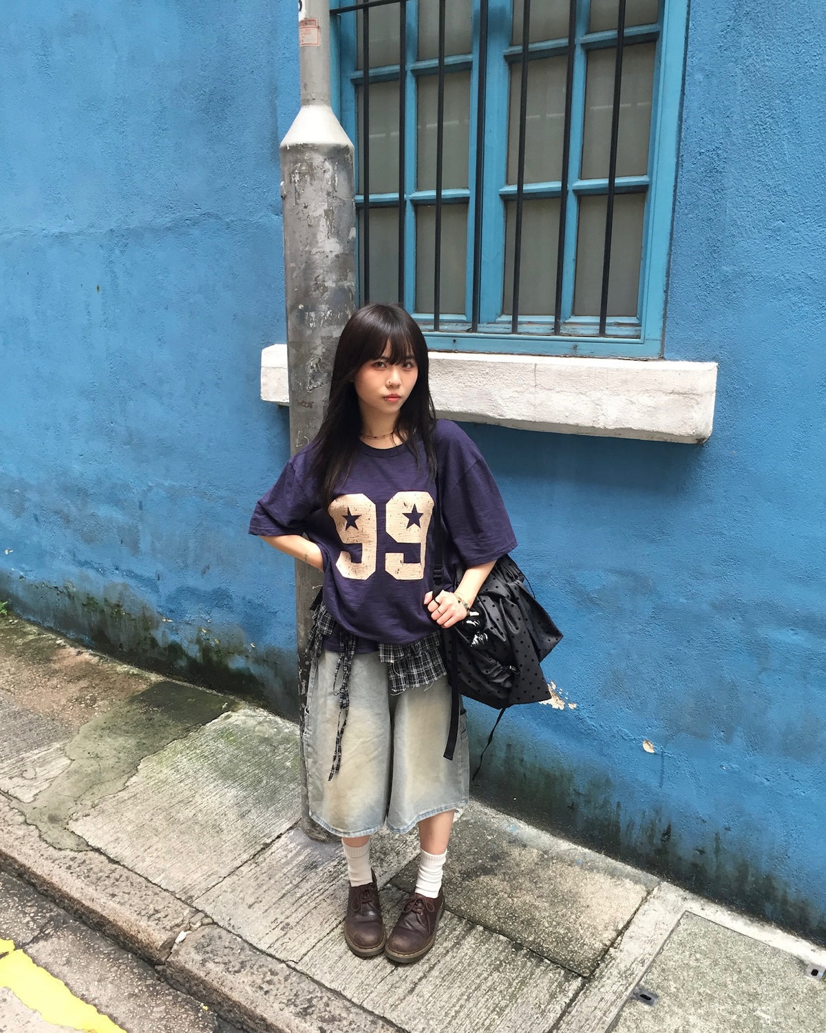 checked layer skirt (black)