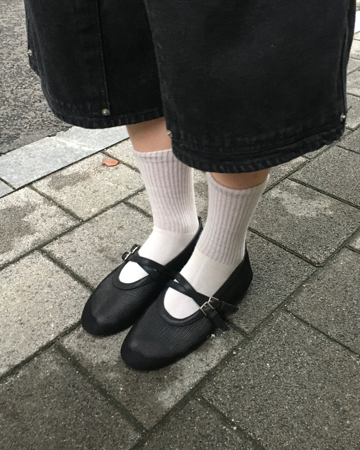 mesh mary jane loafers (black)