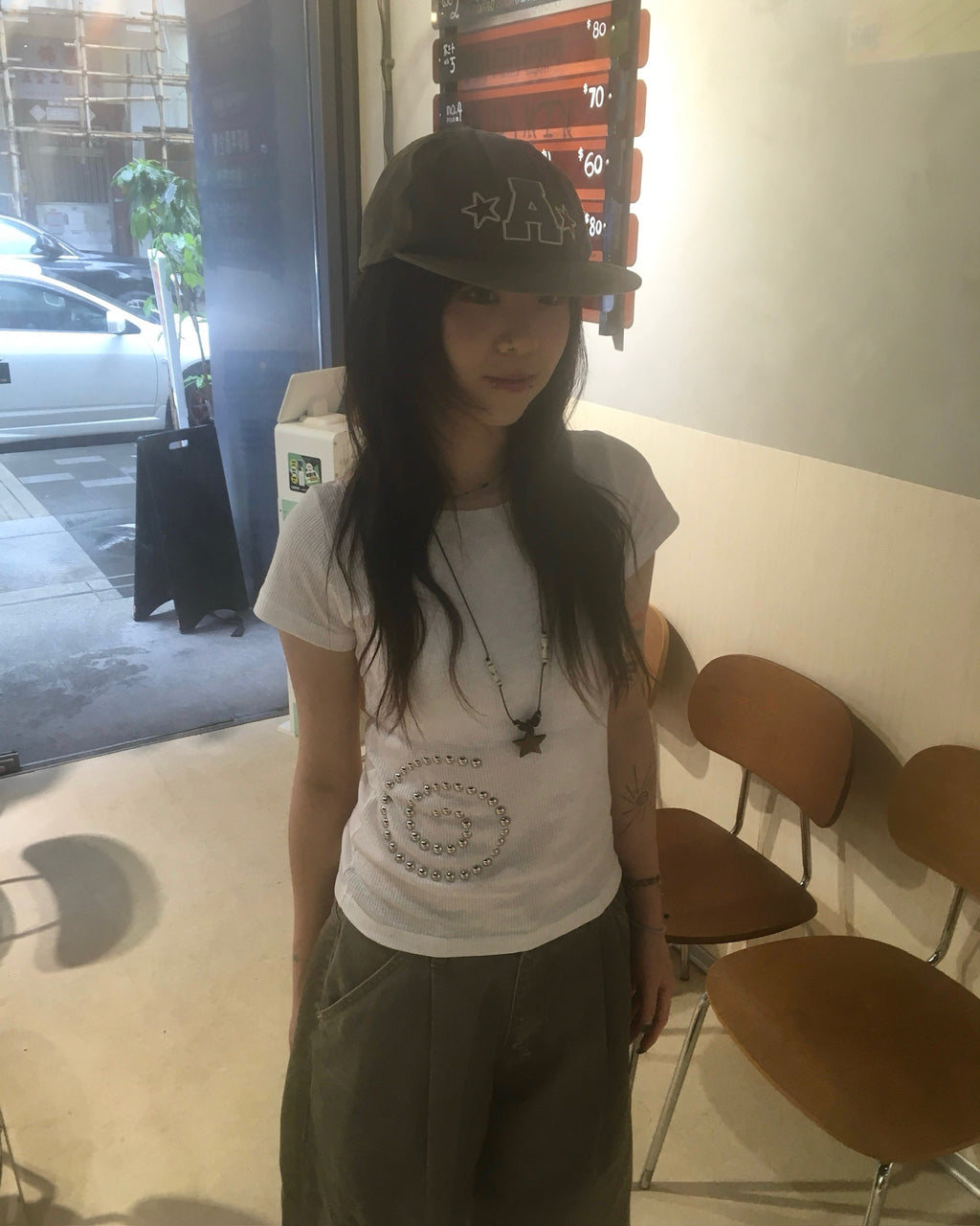 spiral studded tee (white)