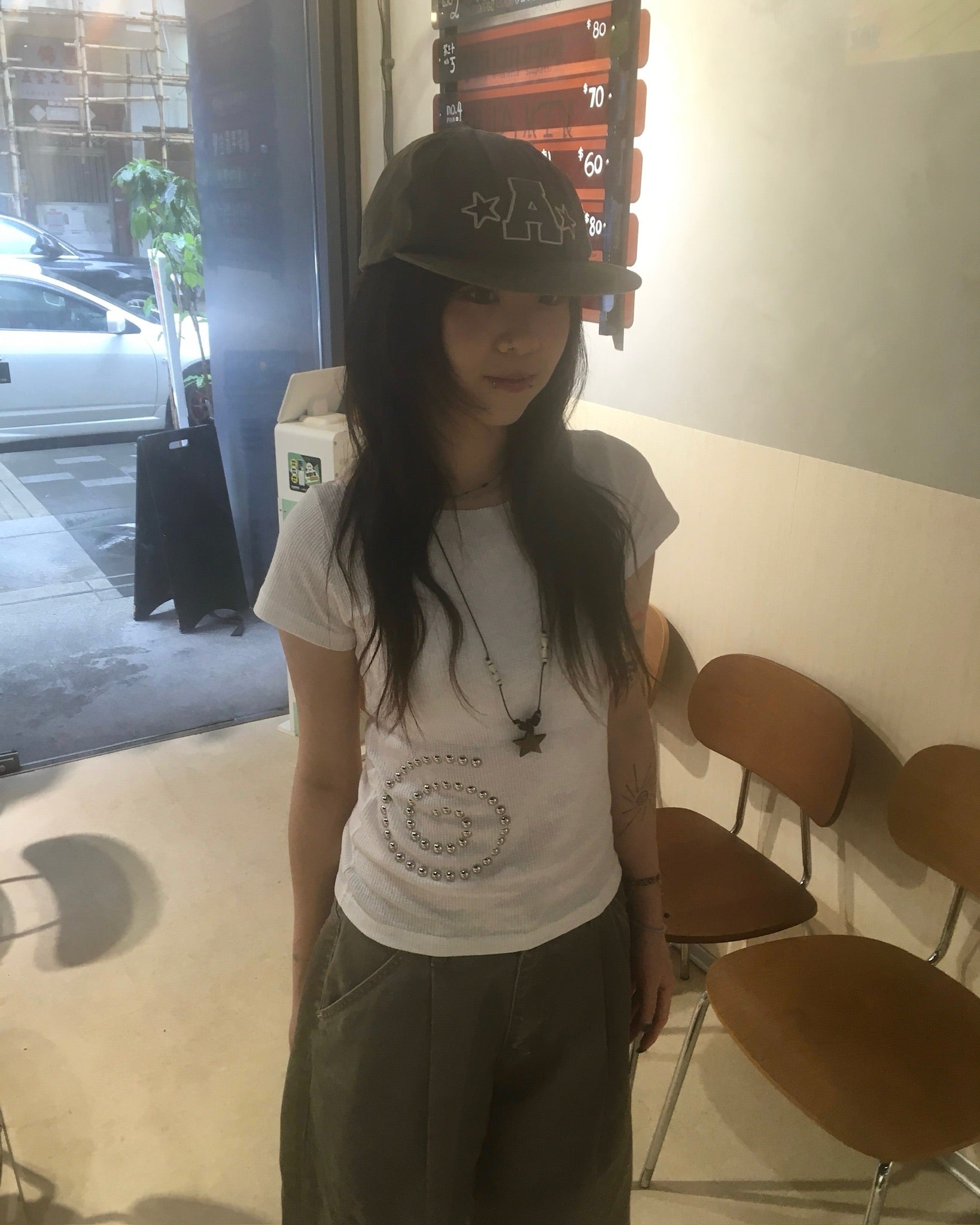 spiral studded tee (white)