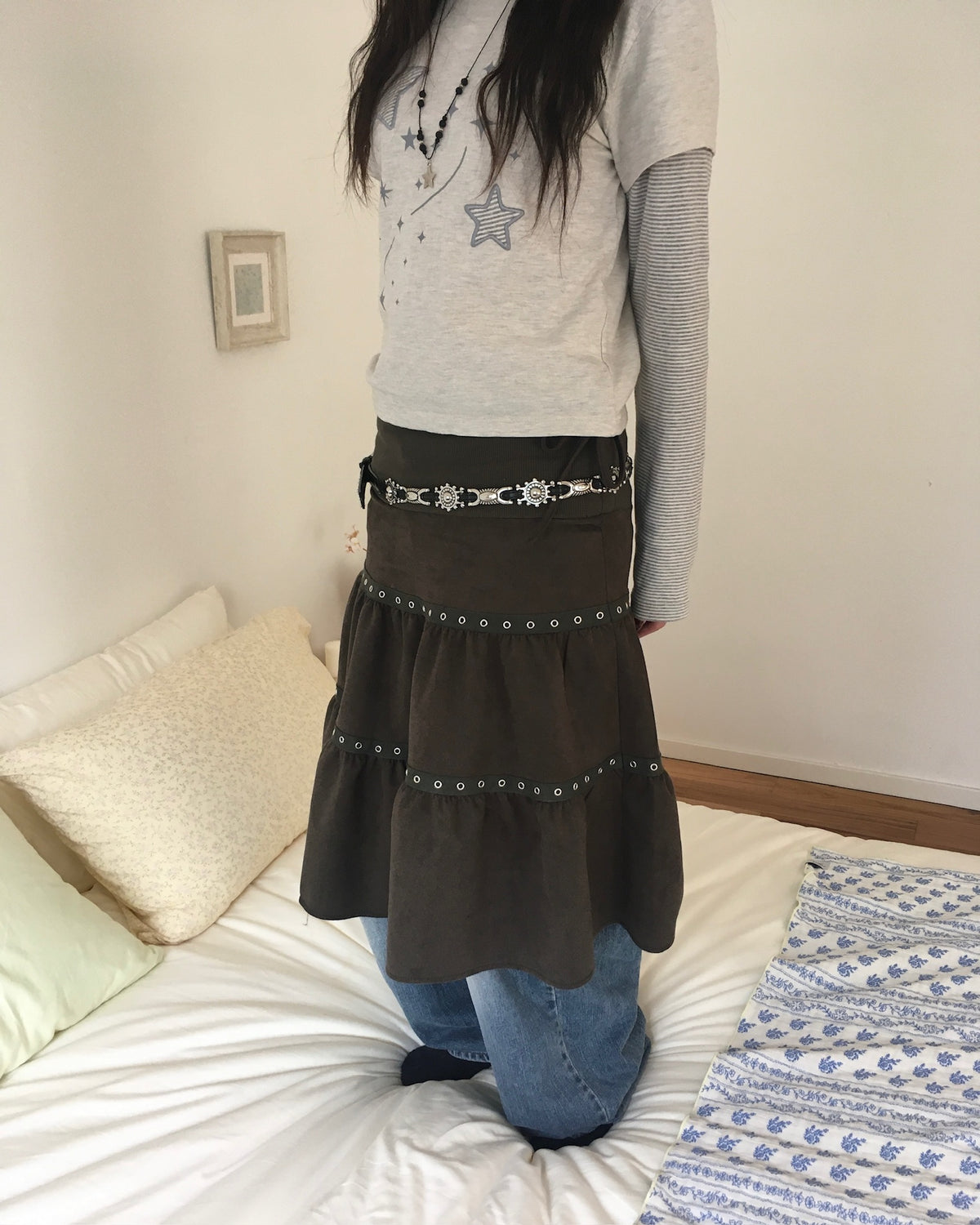 (★best) star stripe layered tee (oatmeal)