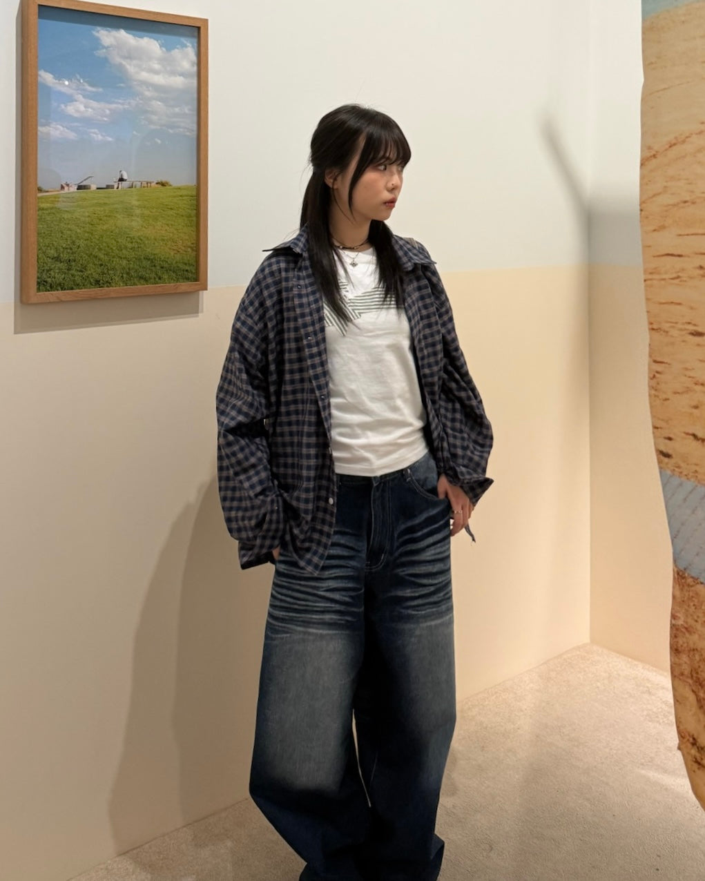 simple smoke wide jeans