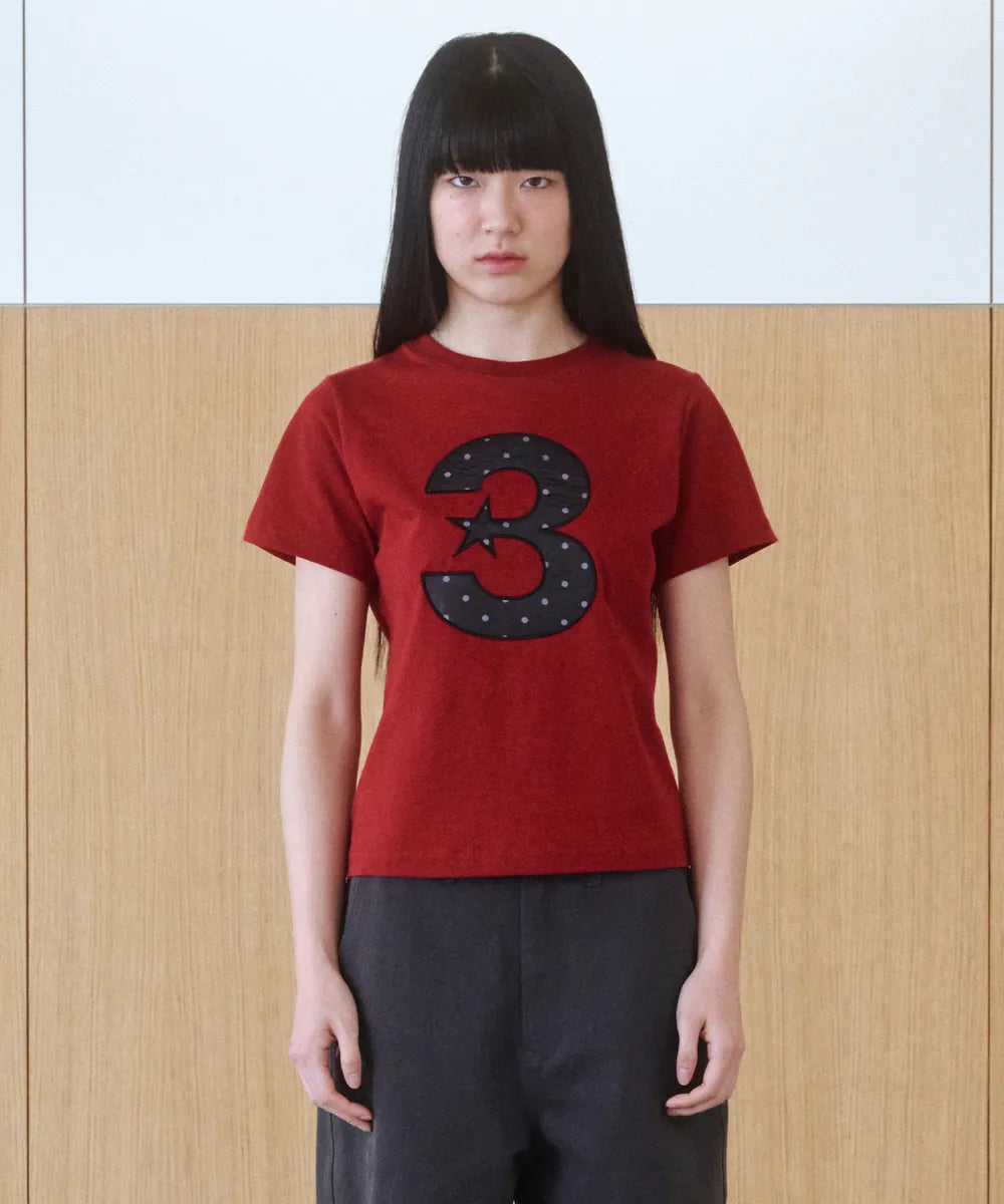 BAUF 3 LOGO DOT SLIM FIT T-SHIRT (RED)