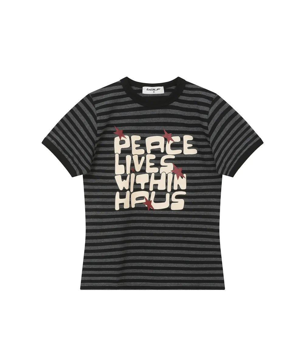 BAUF PEACE RINGER SLIM FIT T-SHIRT (STRIPE BLACK)