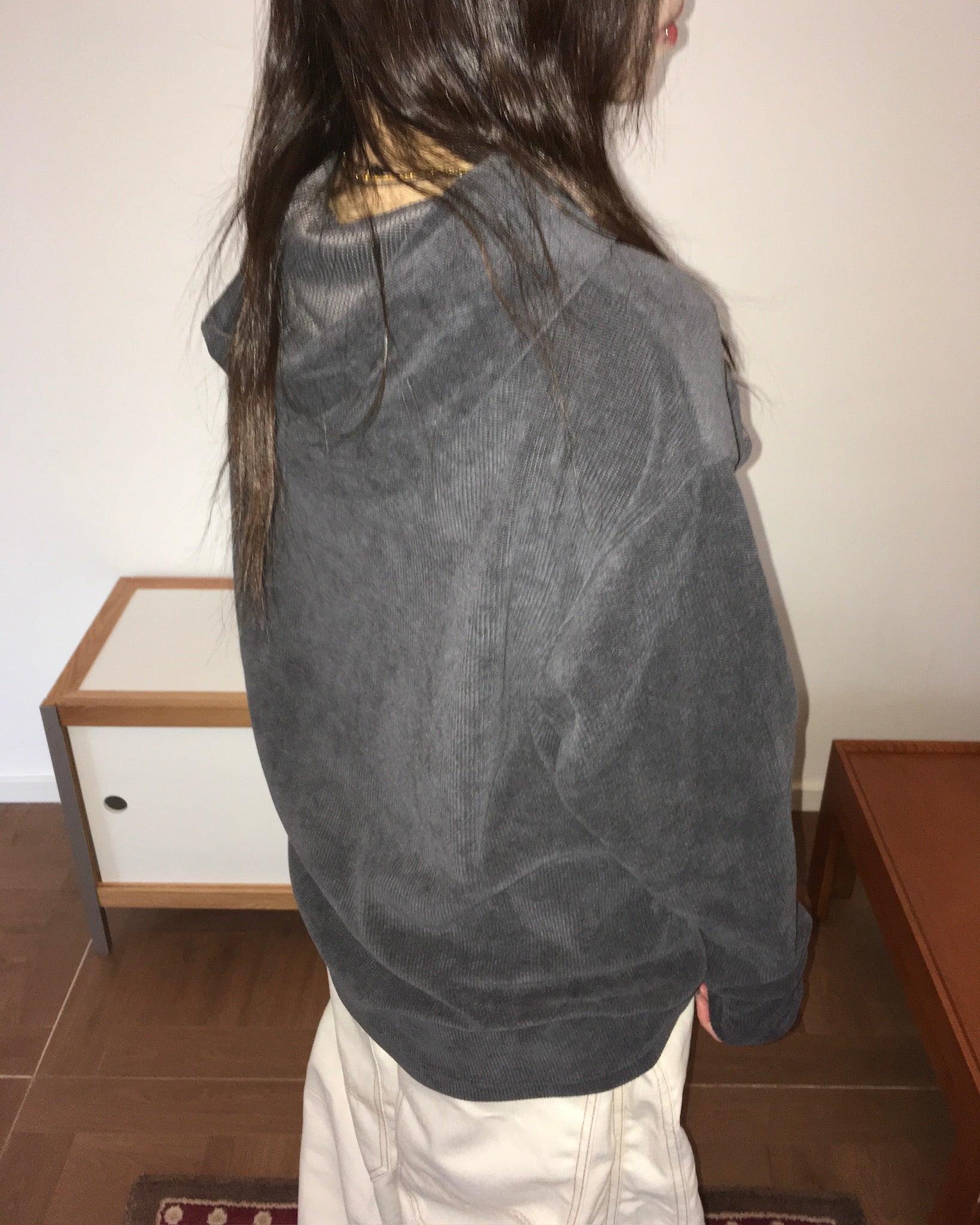 rivet collar hooded shirt (charcoal)
