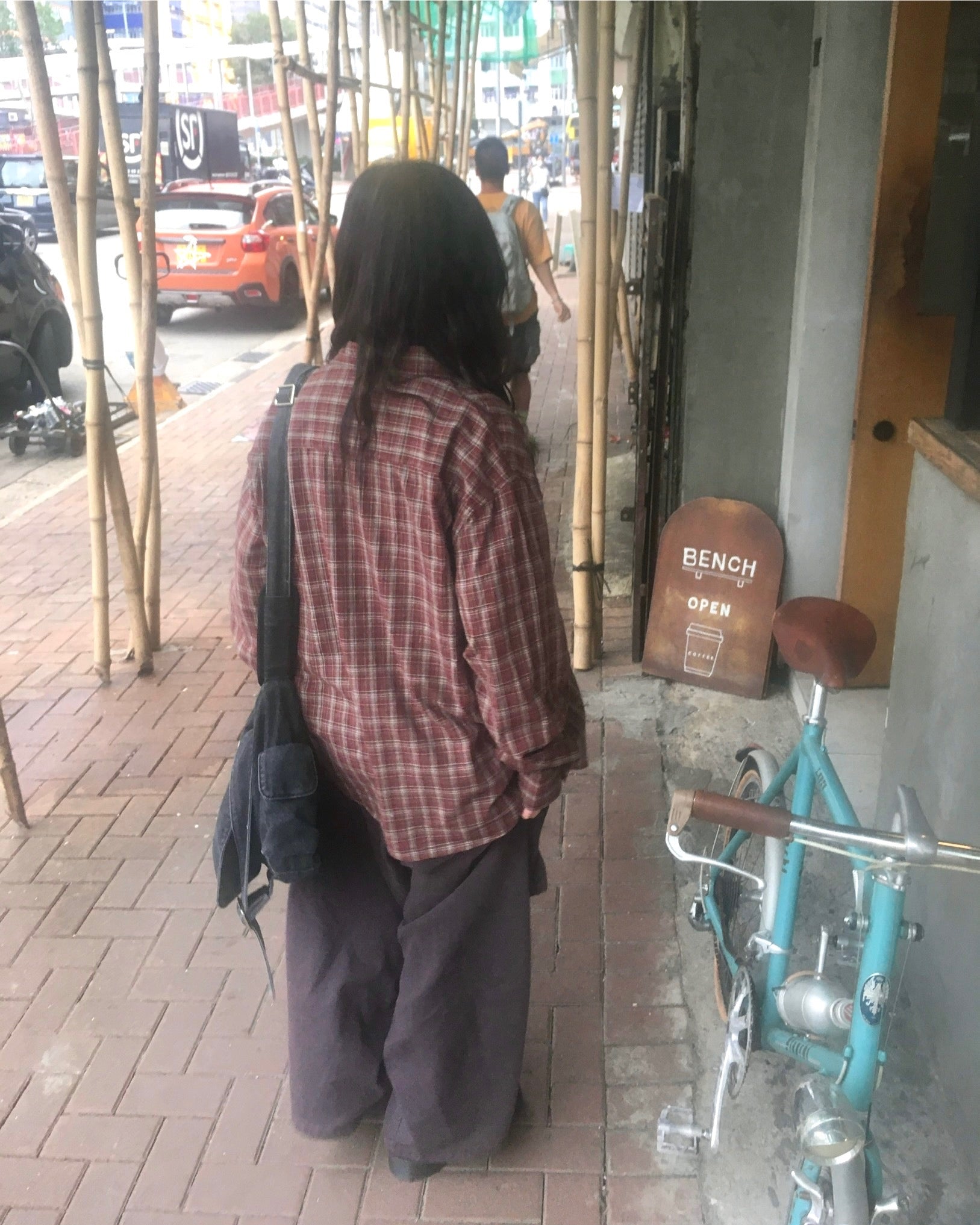 double pocket checked shirt (red)