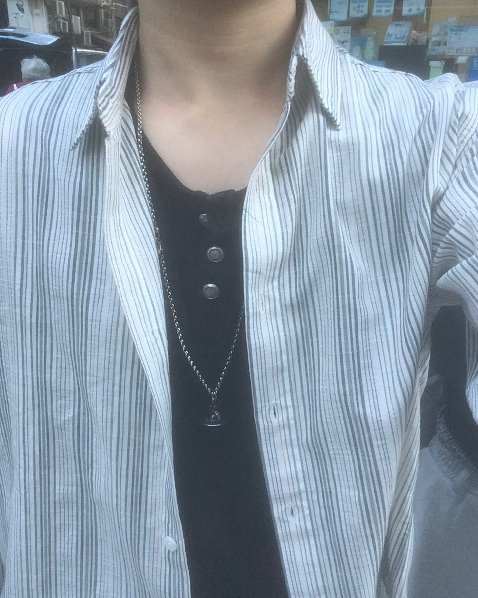 striped crop shirt (beige)