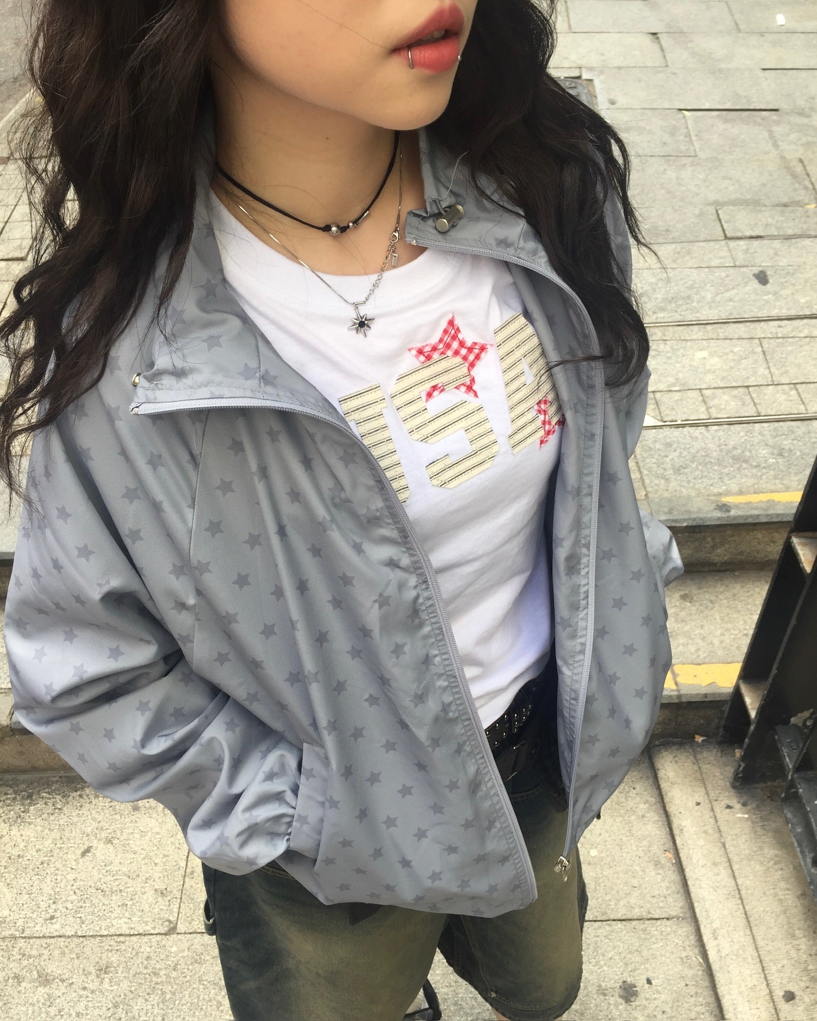 (in stock) star windbreaker jumper (grey)