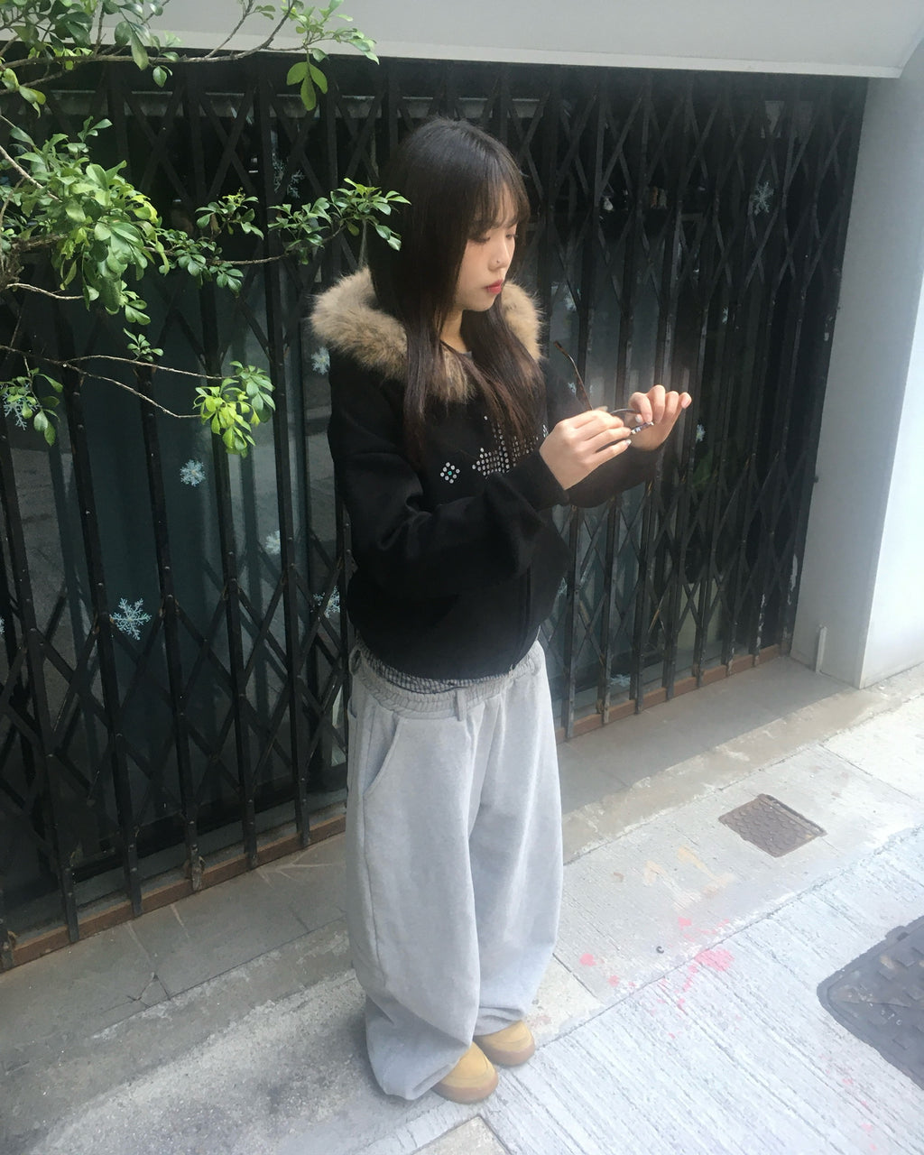 trunk layered sweat pants (grey)