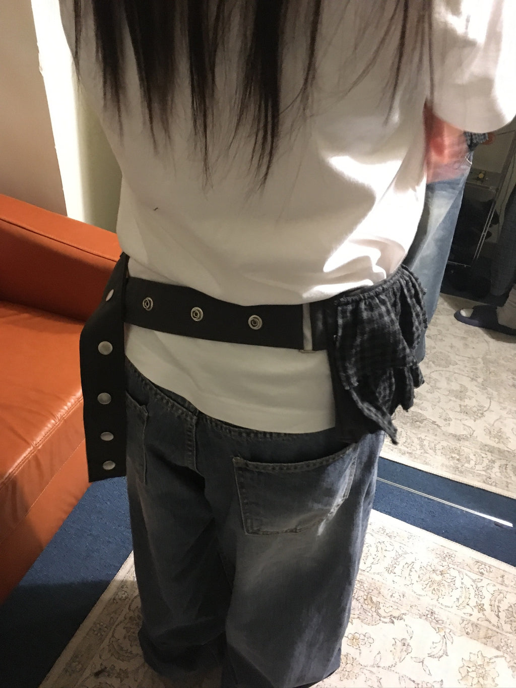 (in stock) rilly checked belt bag (black)