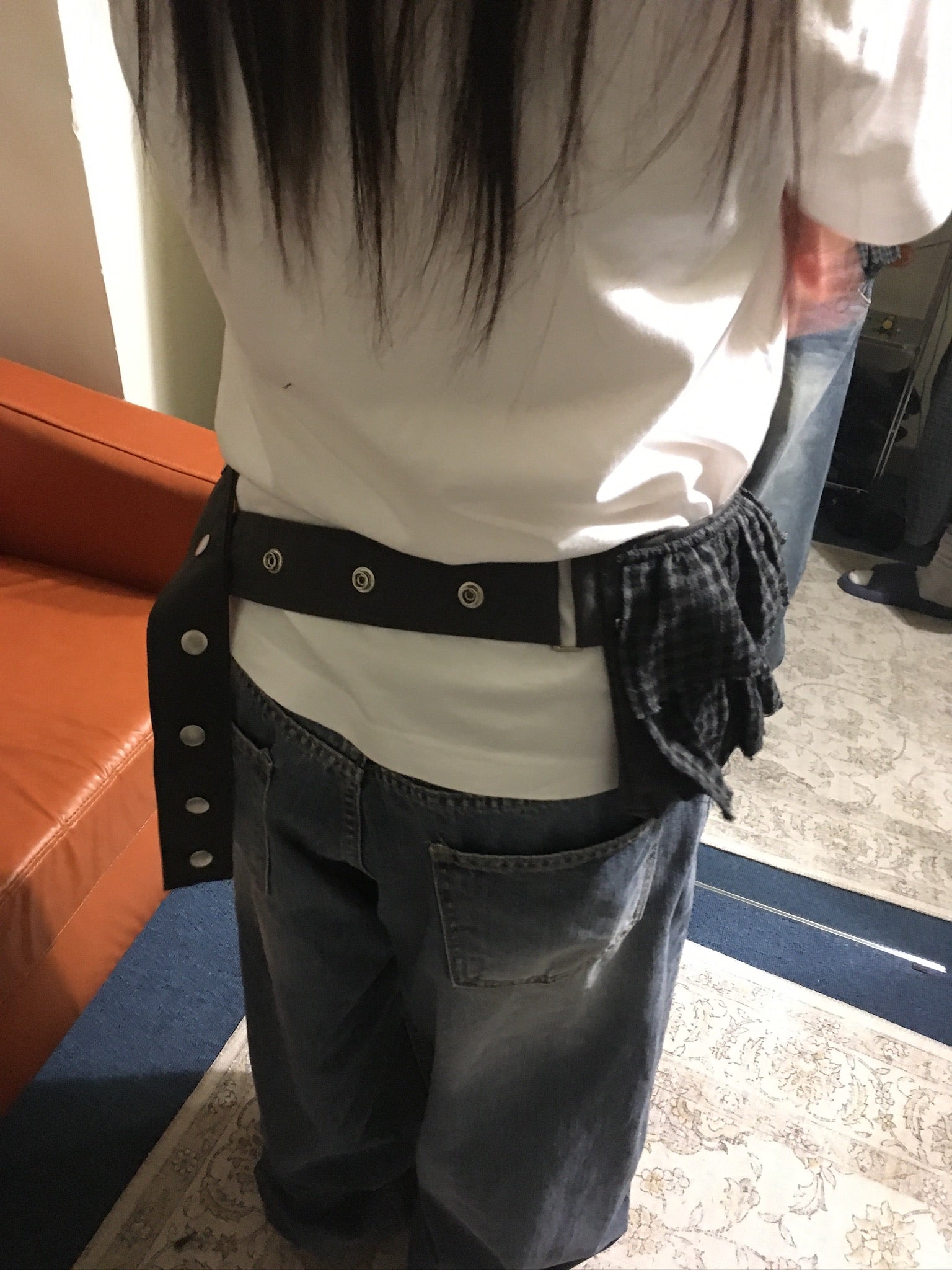 (in stock) rilly checked belt bag (black)