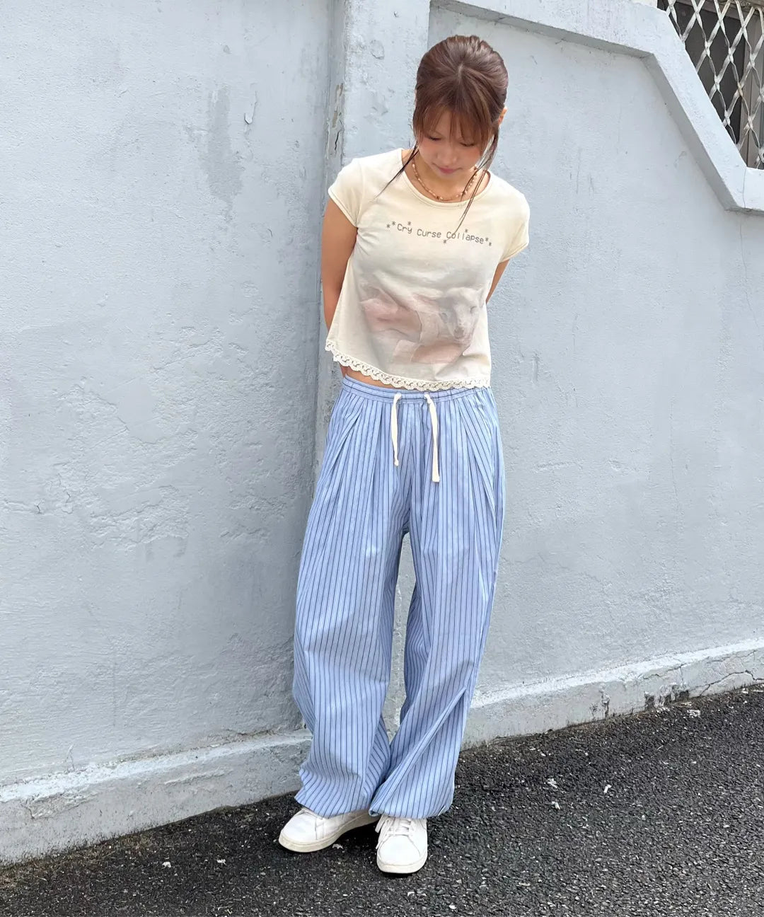 【𝘱𝘳𝘦-𝘰𝘳𝘥𝘦𝘳】SCULPTOR Lace Crop Baby Tee Mystic Blue
