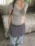(★best) lace trim slim tee (oatmeal)
