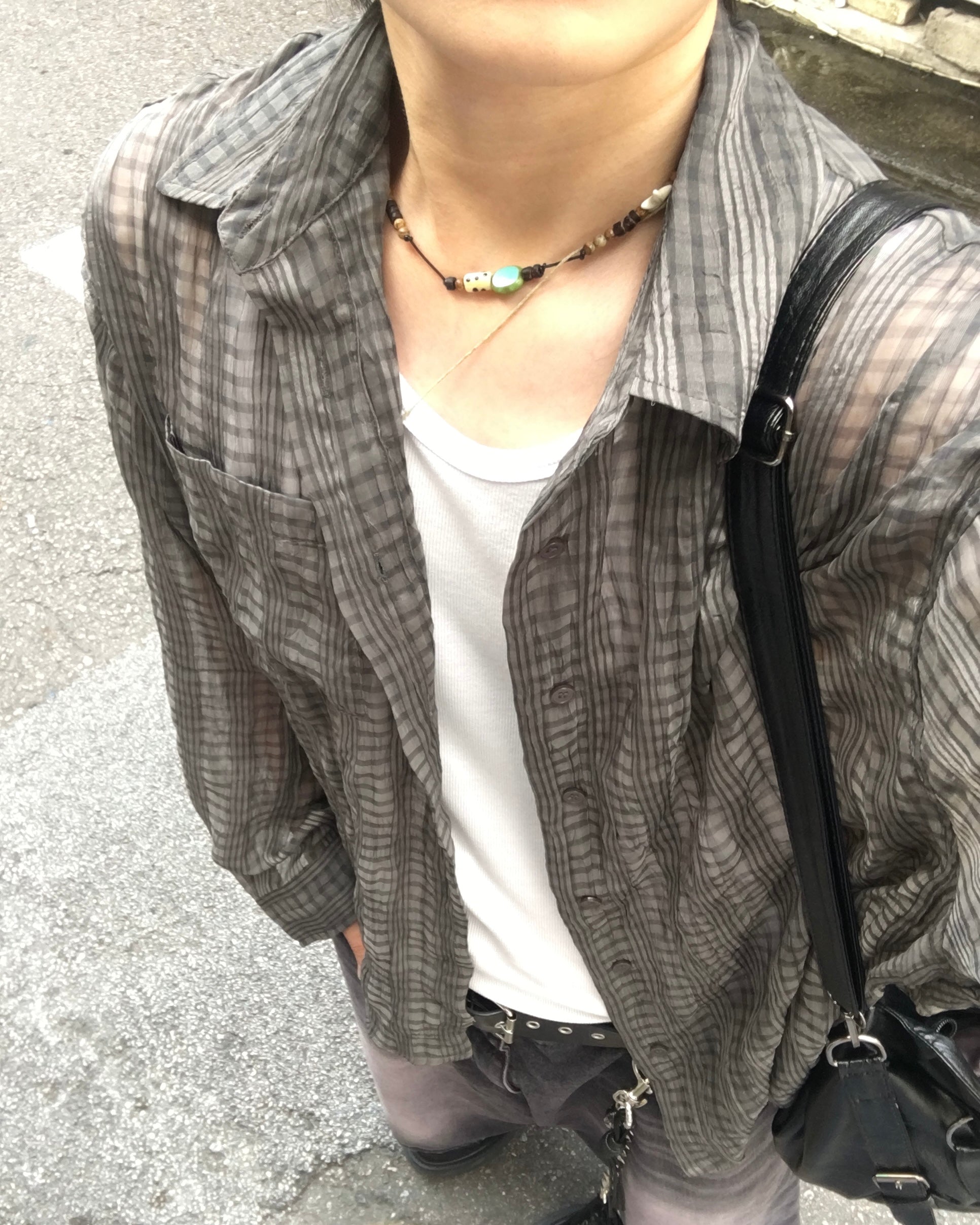 wrinkle checked shirt (charcoal)