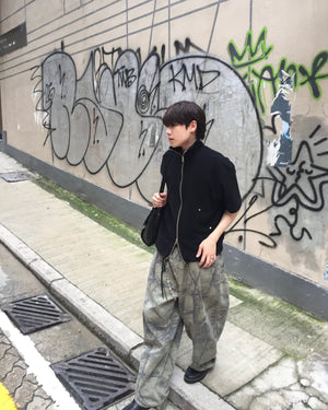 (in stock) kai knit zip-up (black) (2-way)