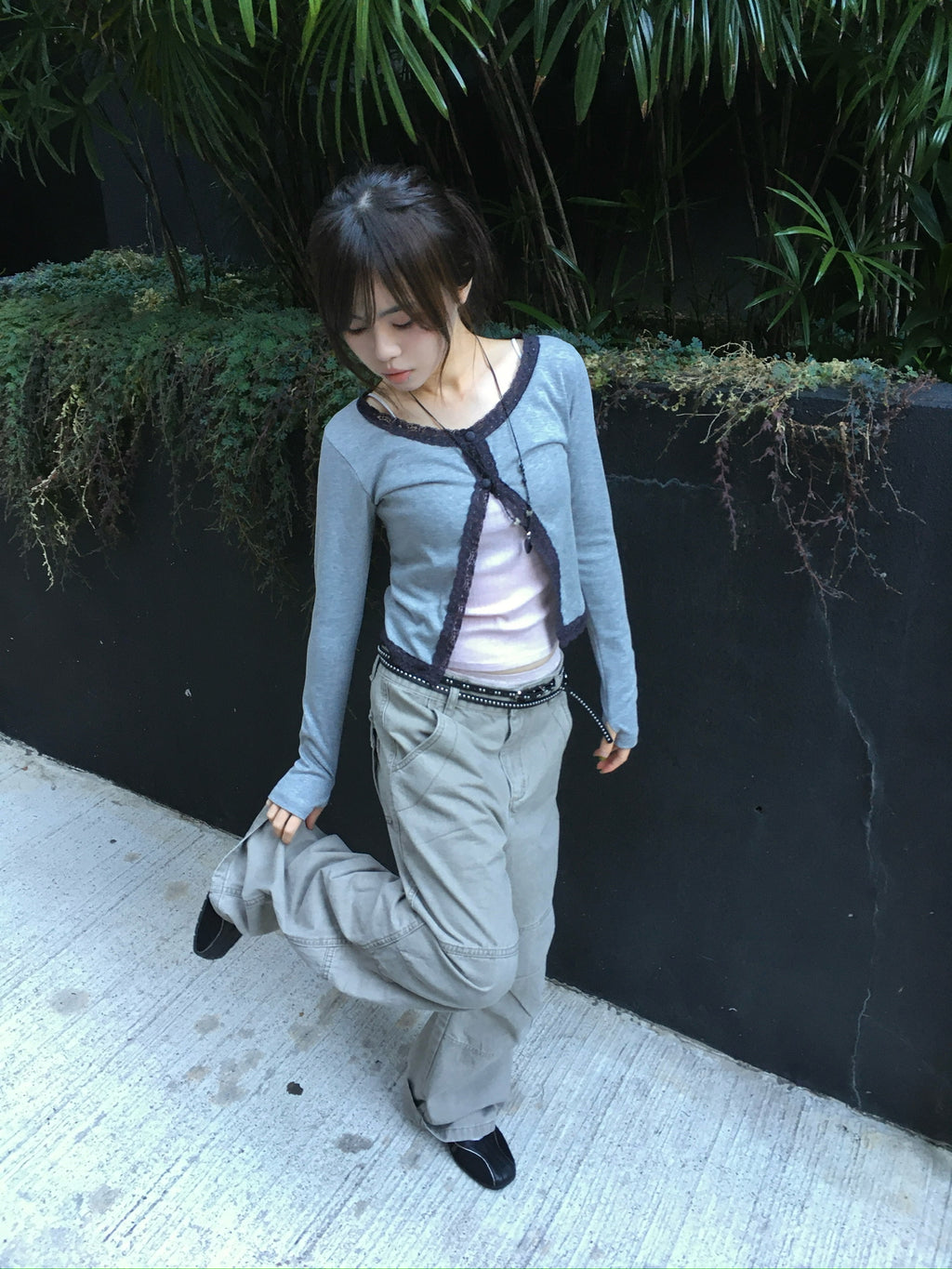vintage washed cargo pants (beige)