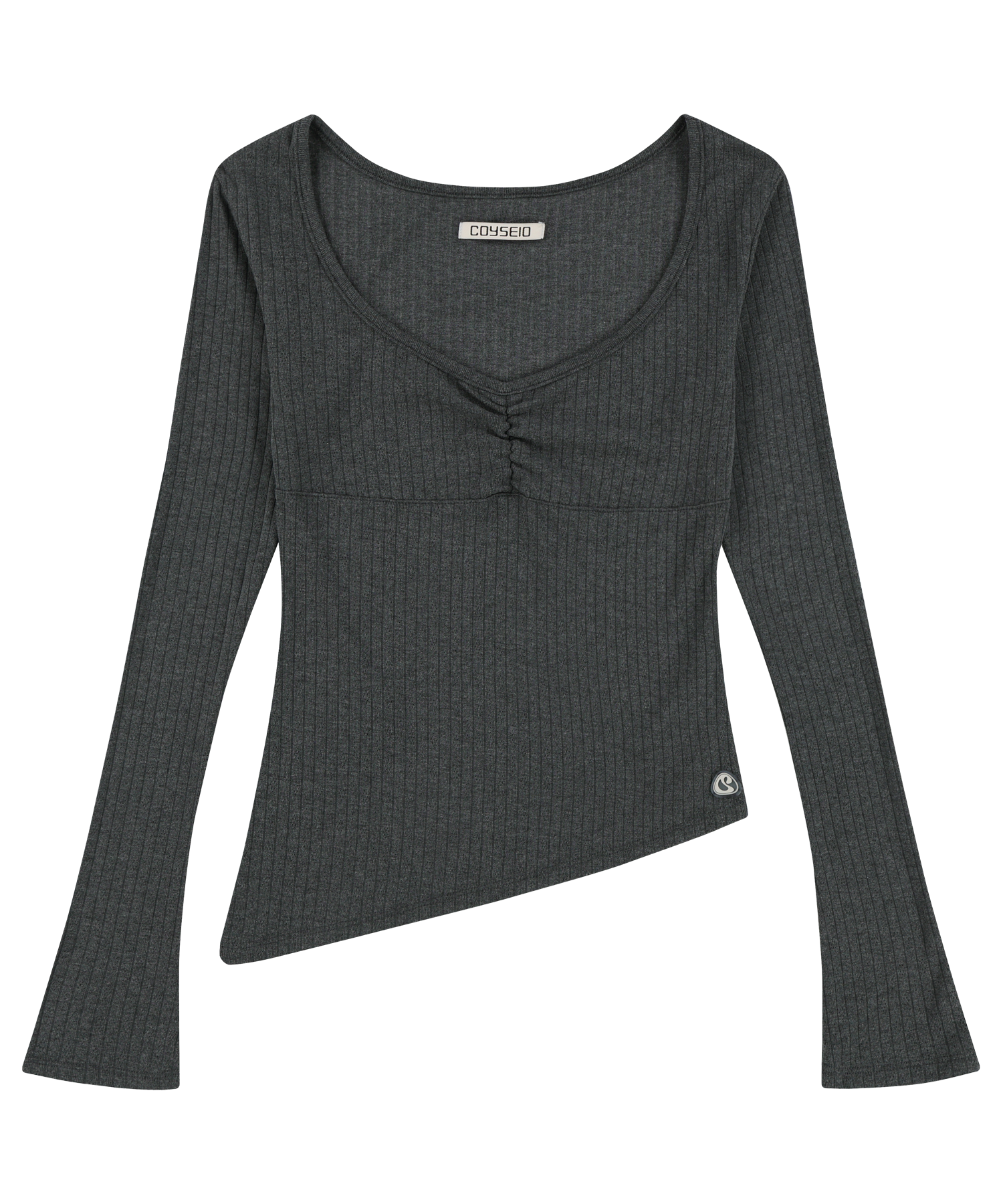 ✪【𝘱𝘳𝘦-𝘰𝘳𝘥𝘦𝘳】coyseio unbalance shirring top (2 color)