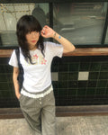 USA star crop tee (white)
