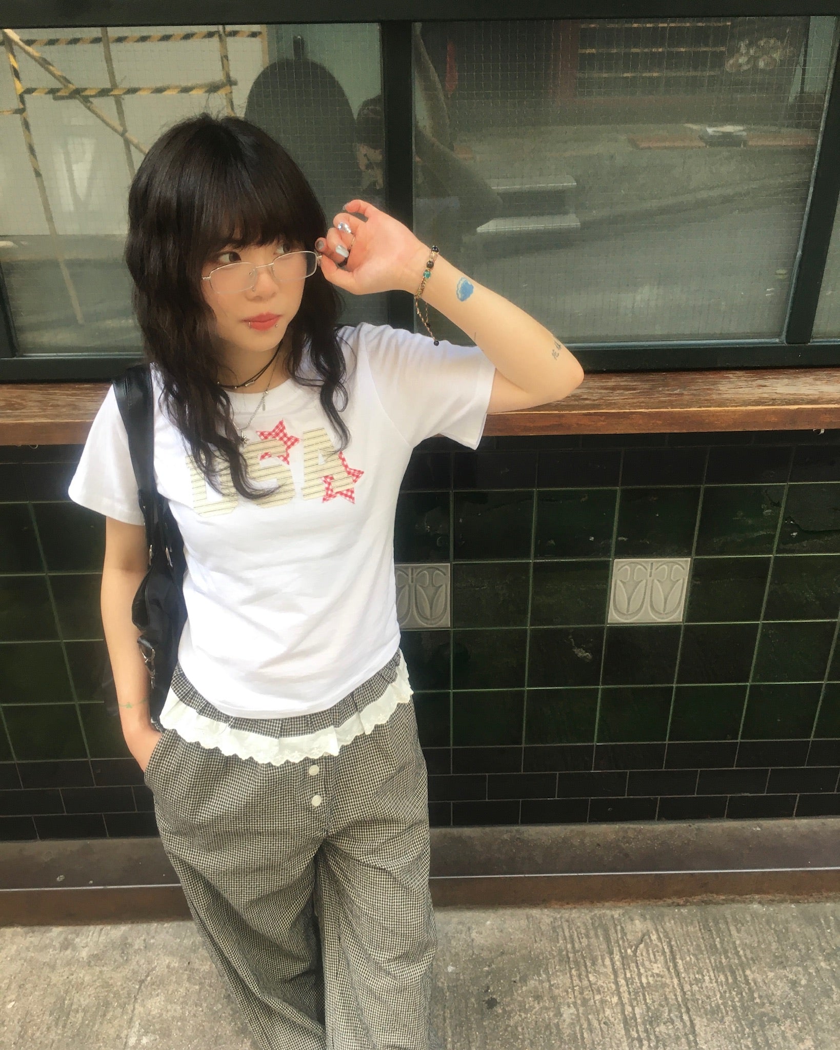 USA star crop tee (white)