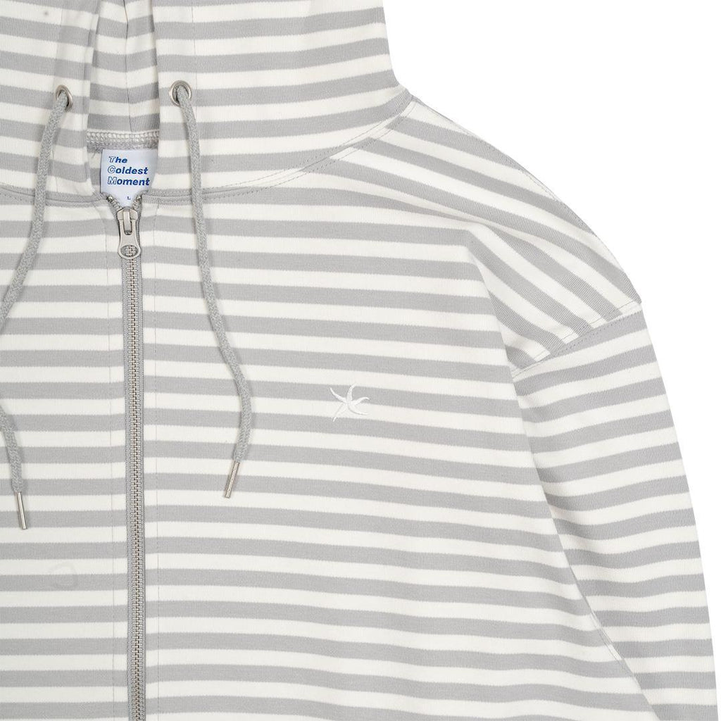 TCM STRIPE HOODED ZIP-UP (GREY/WHITEIVORY)