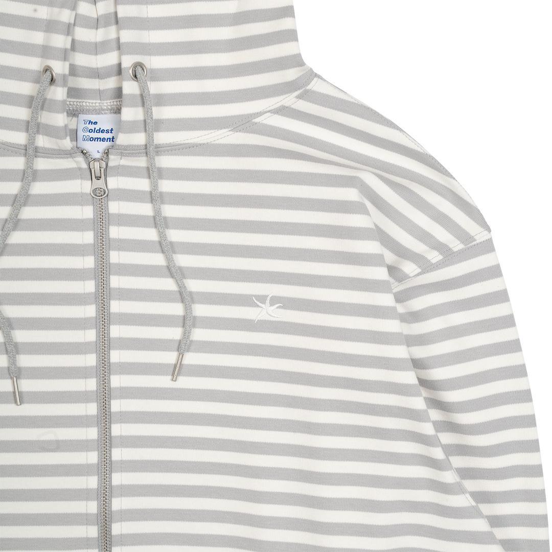 TCM STRIPE HOODED ZIP-UP (GREY/WHITEIVORY)