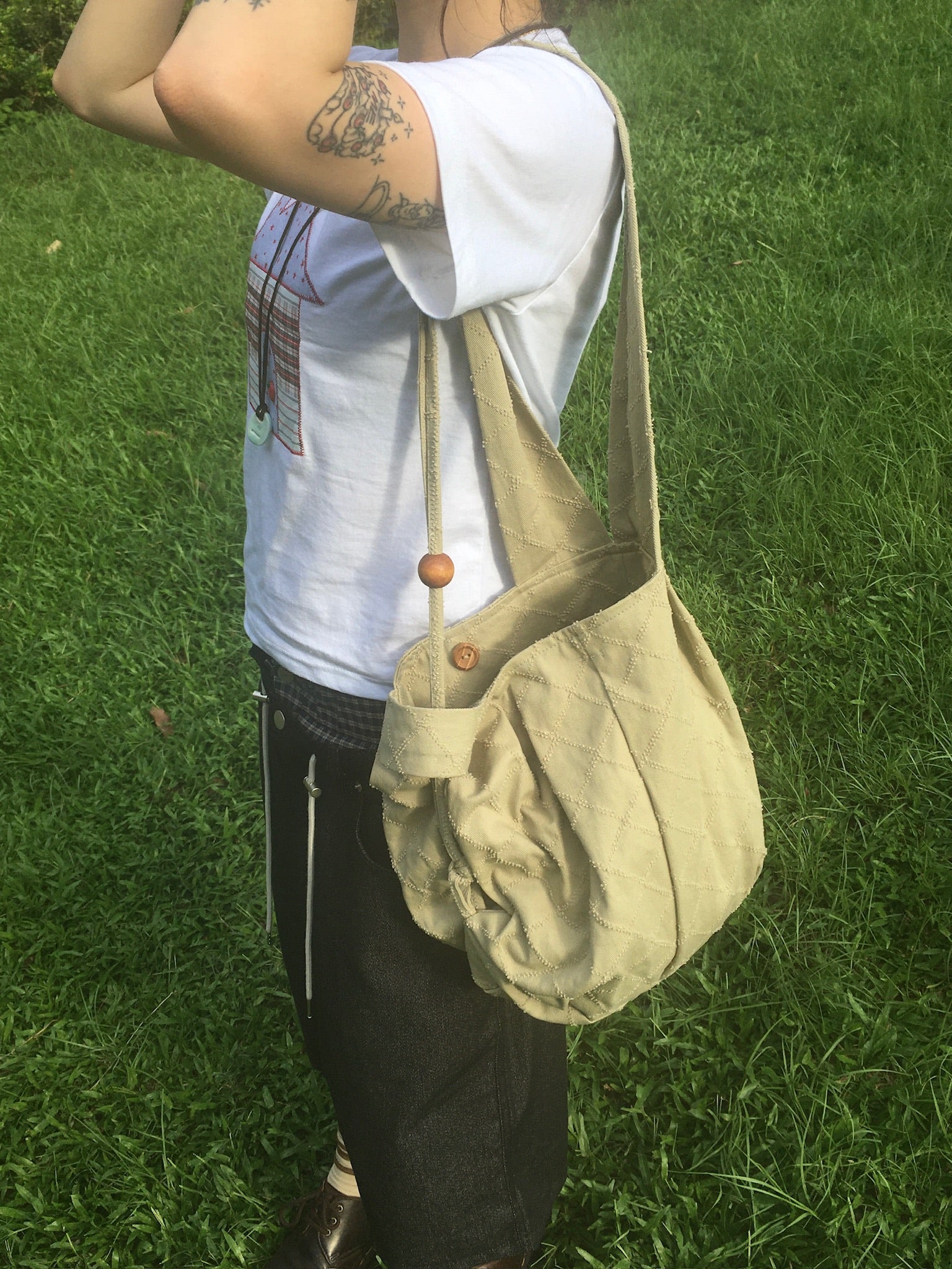 diamond stitch bag (beige)