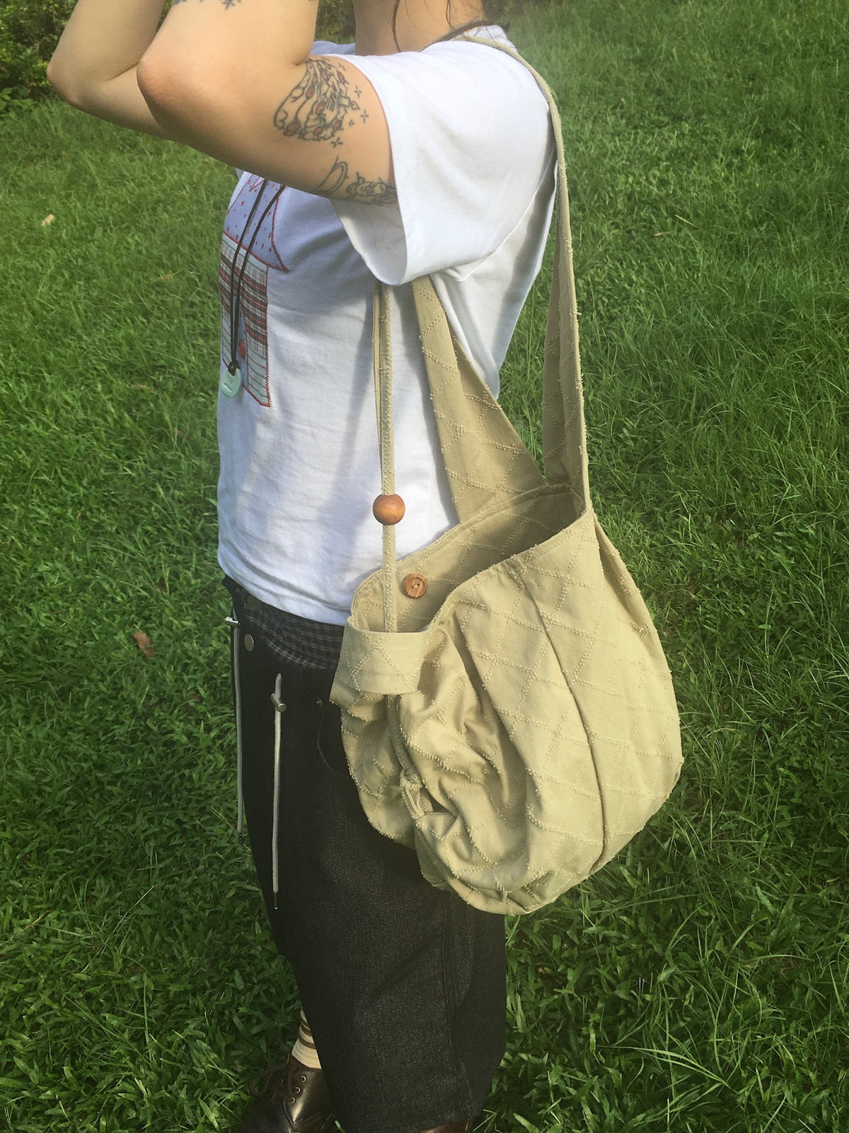 diamond stitch bag (beige)
