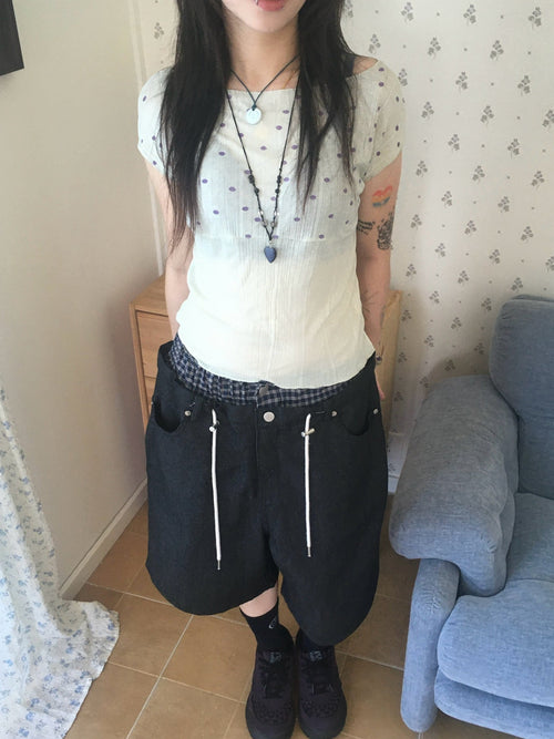 ribbed dot top (light green)
