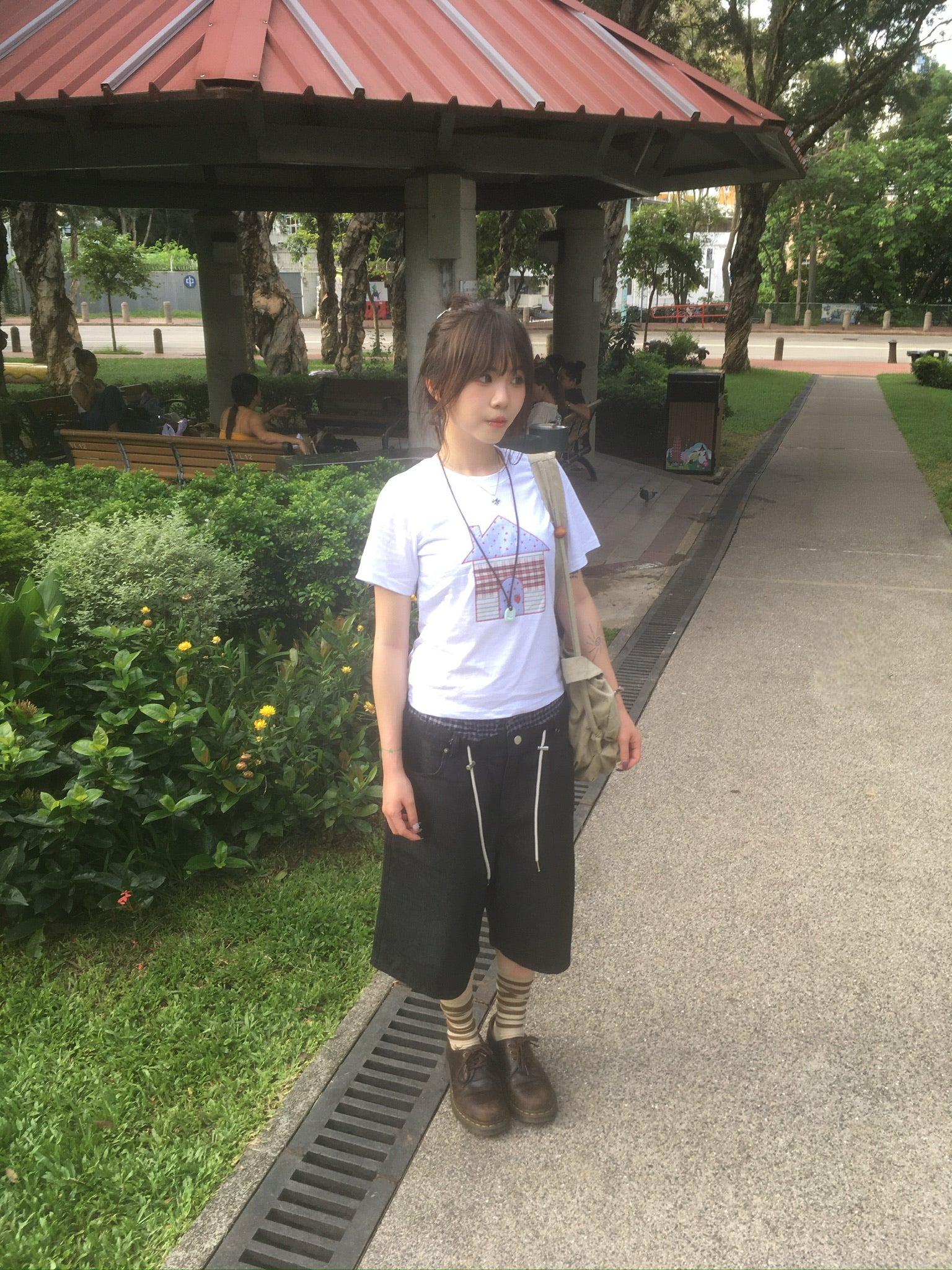 trunk layered half pants (black)