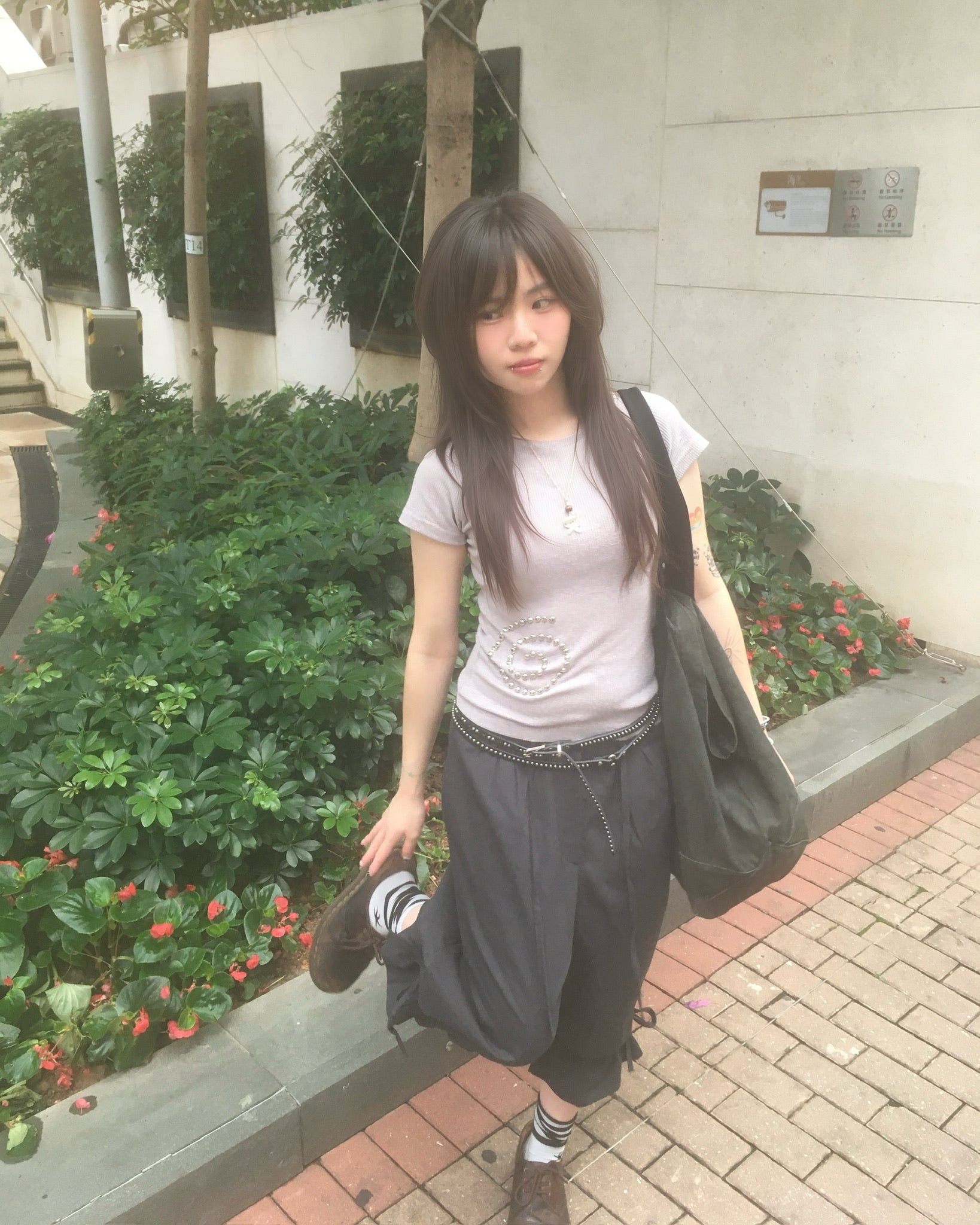 ruffle banding half pants (black)