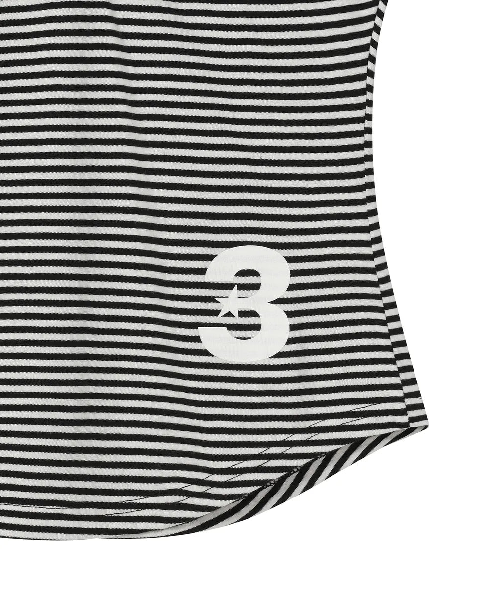 BAUF 3 BUTTON ANGEL SLIM FIT T-SHIRT (STRIPE BLACK)