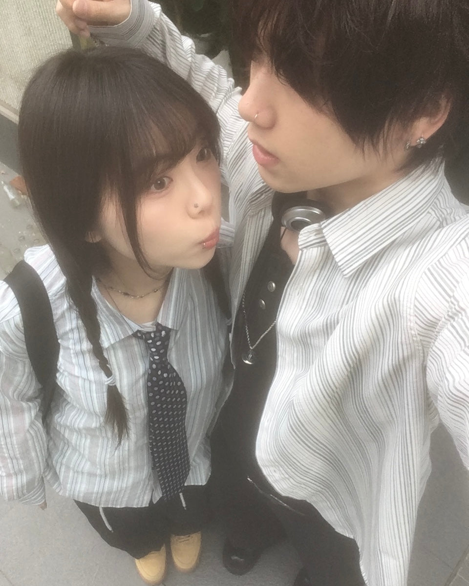 striped crop shirt (blue)