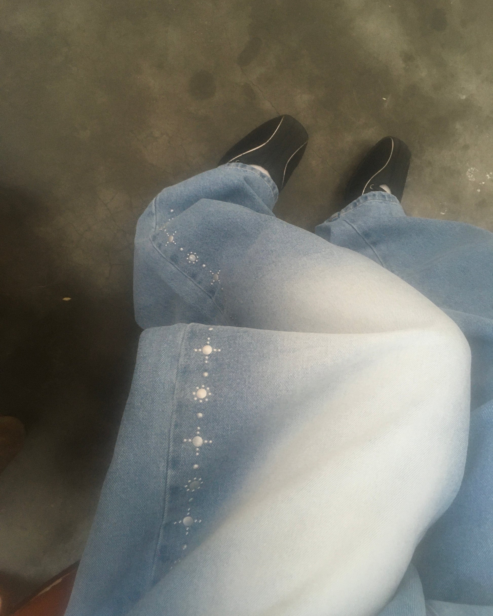 studded balloon jeans (blue)