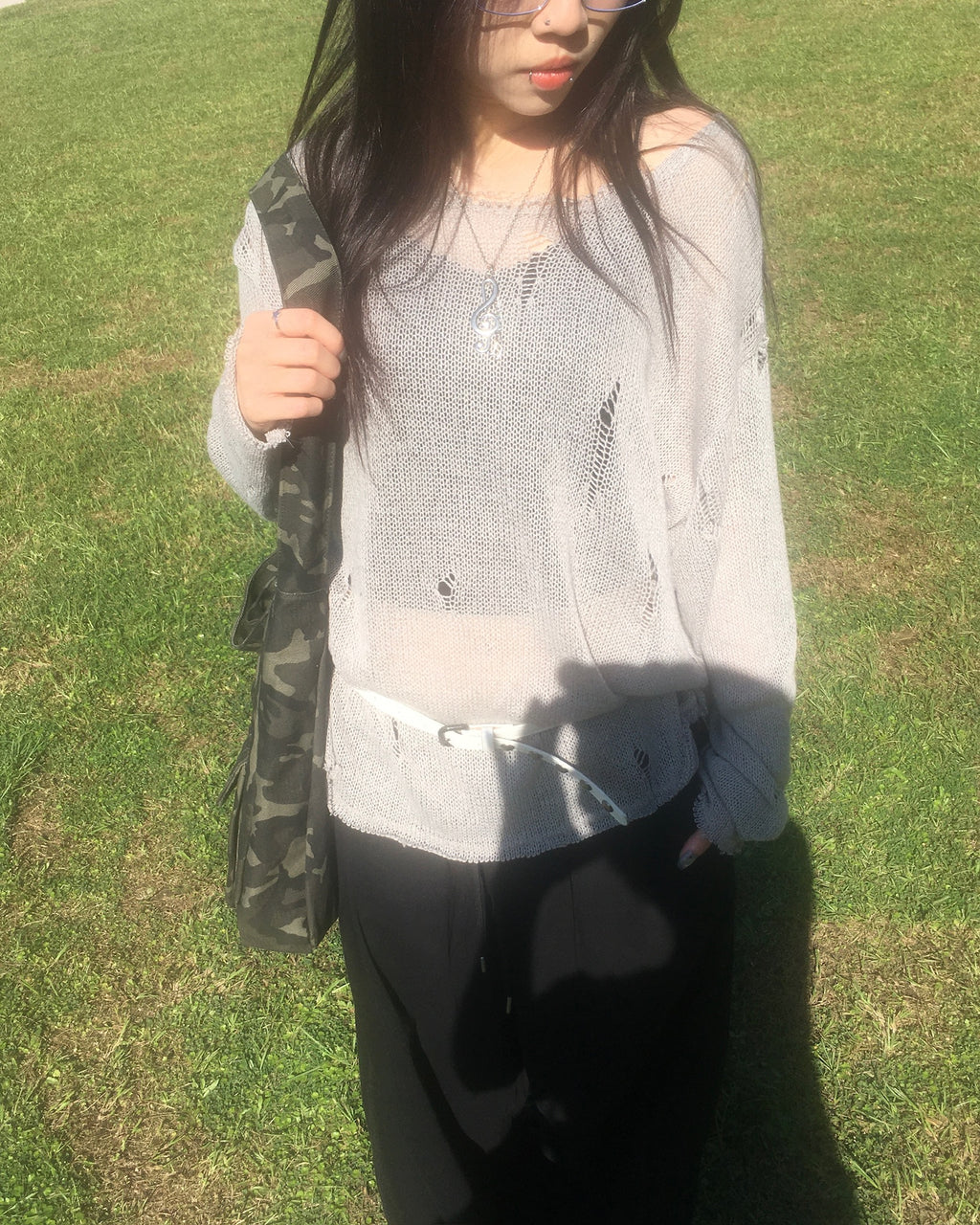 damaged mesh knit (oatmeal)