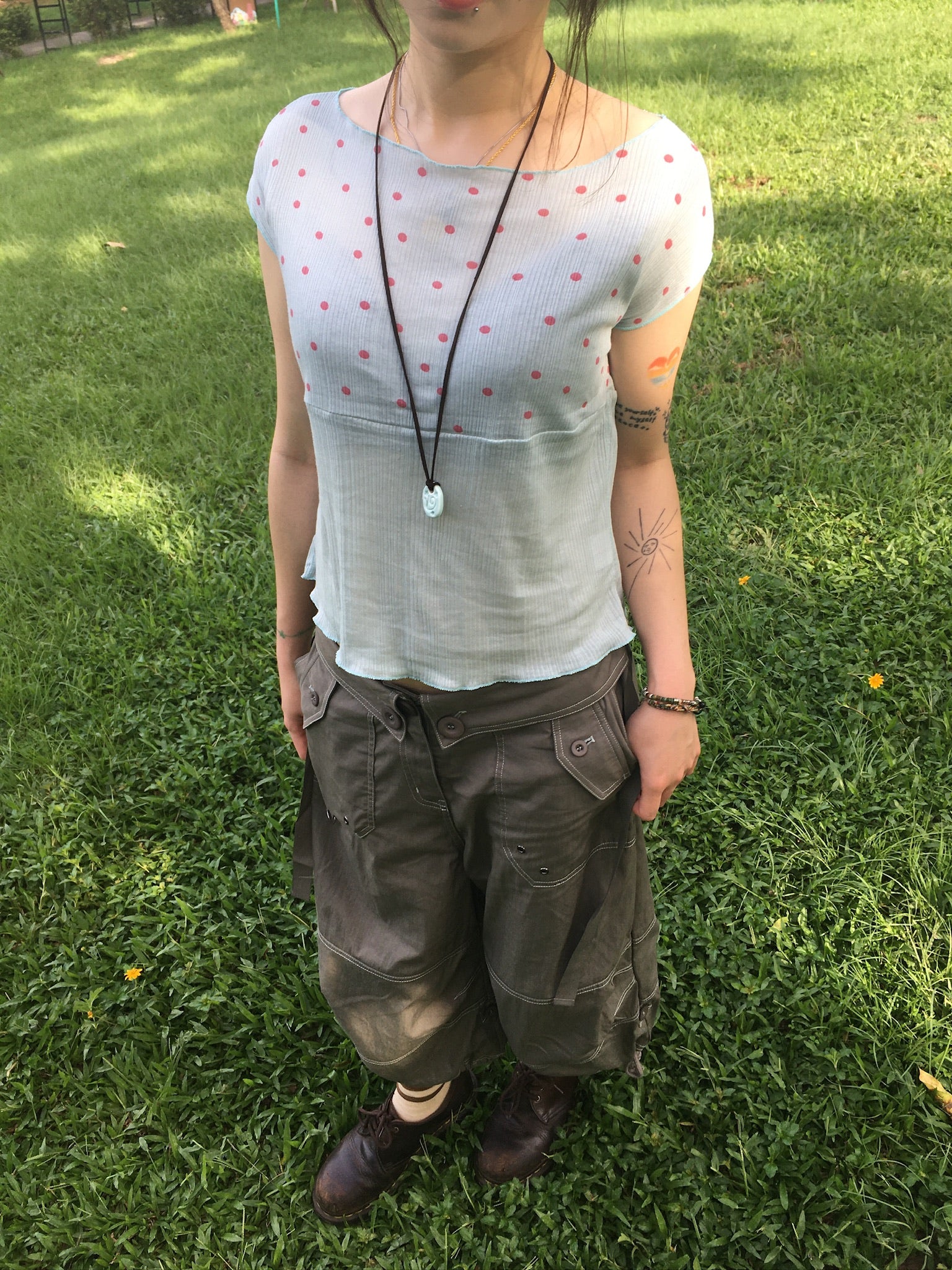 ribbed dot top (sky blue)