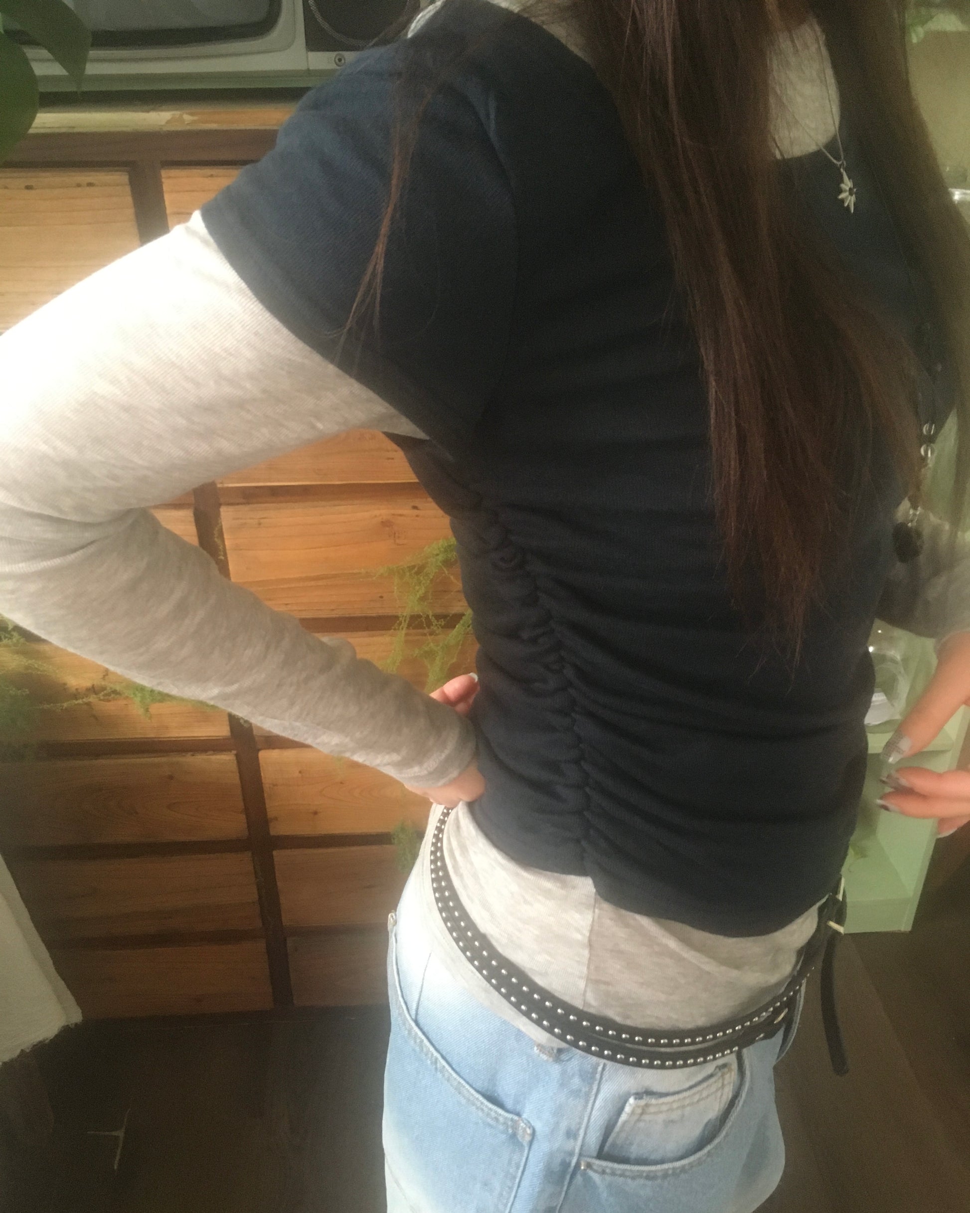 tencel color layered tee (grey)