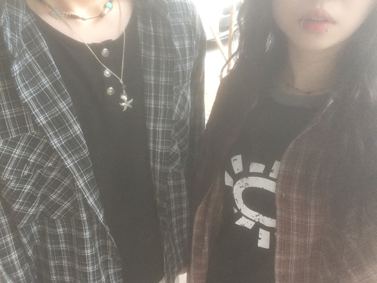 double pocket checked shirt (black)