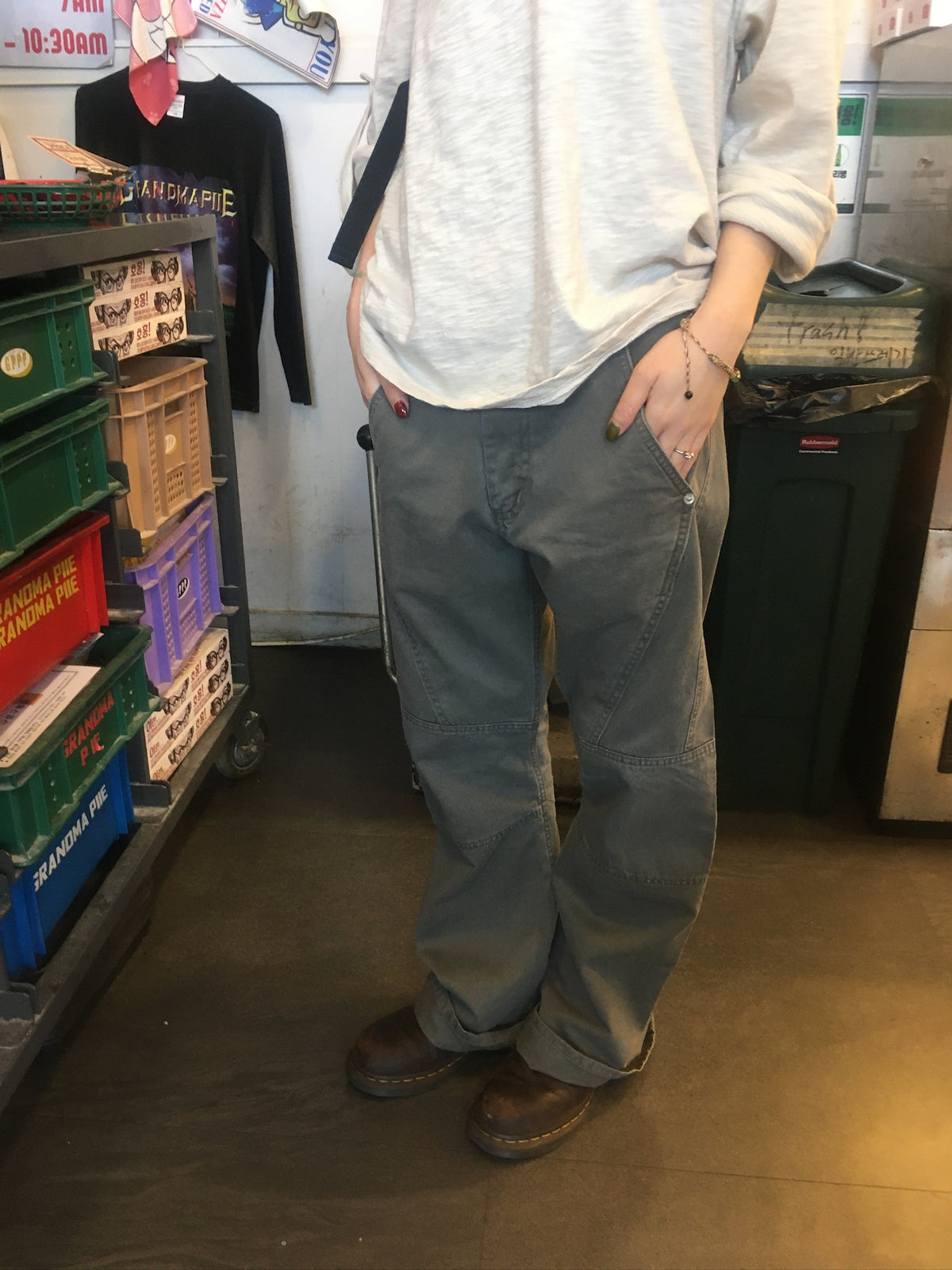 vintage flared pants (khaki beige)