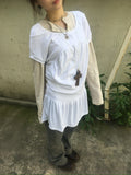 jersey shirring dress (white)
