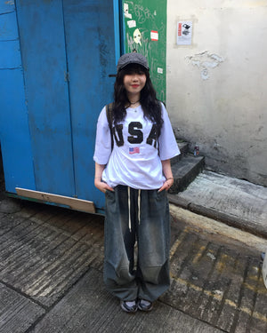 (in stock) washed string wide jeans (washed blue)