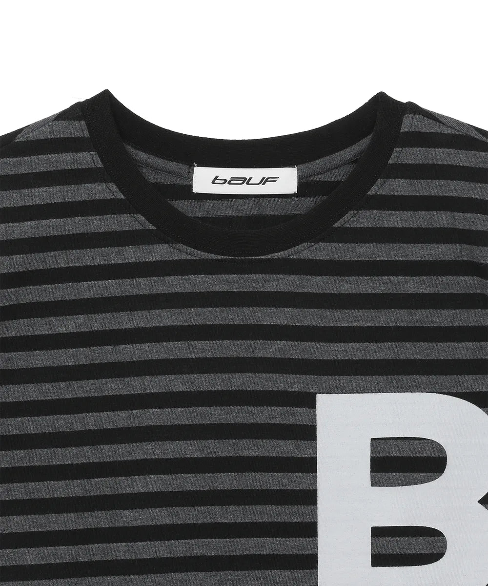 BAUF B LOGO SLIM FIT T-SHIRT (STRIPE BLACK)