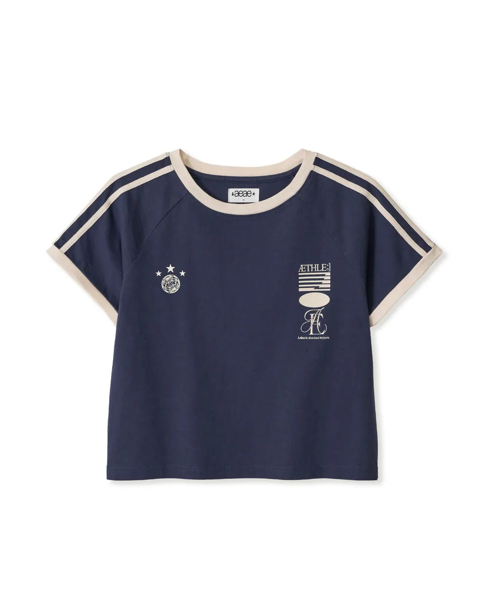 AEAE ATHLETE STRIPE HALF T-SHIRTS (NAVY)